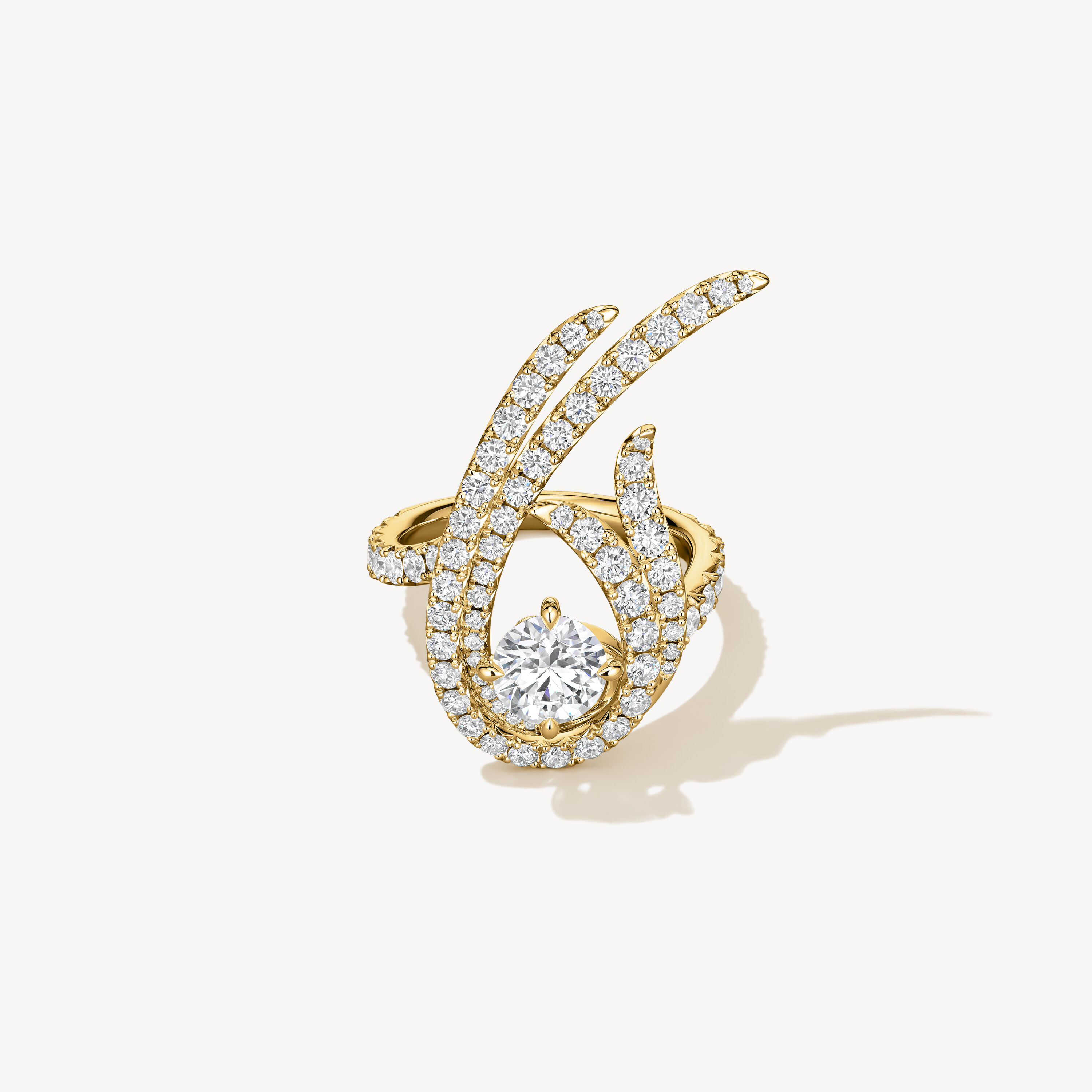VELA Twisted Cocktail 鑽石戒指, 18K 黄金, large