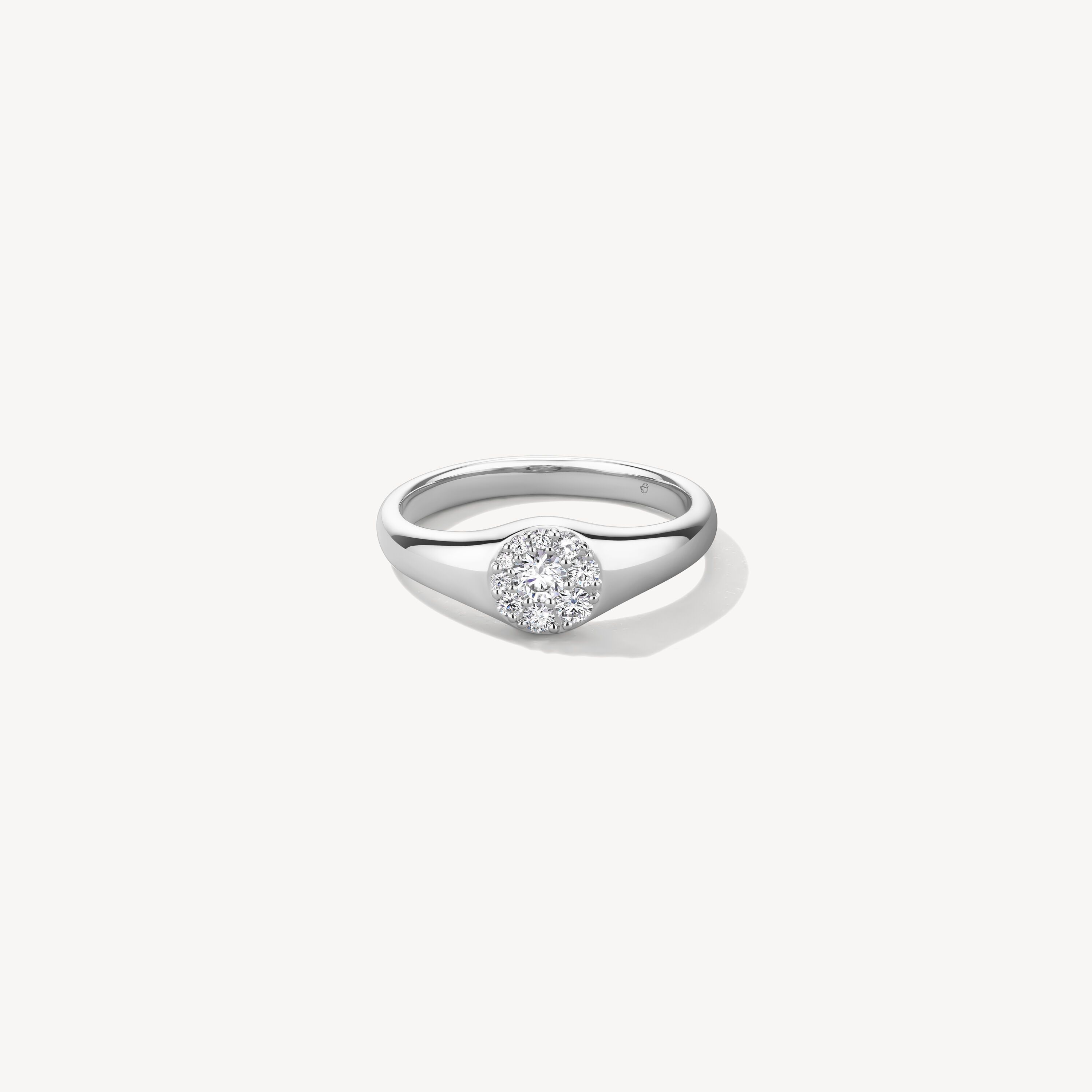 Tessa Circle  Signet 鑽石戒指, 18K 白金, large