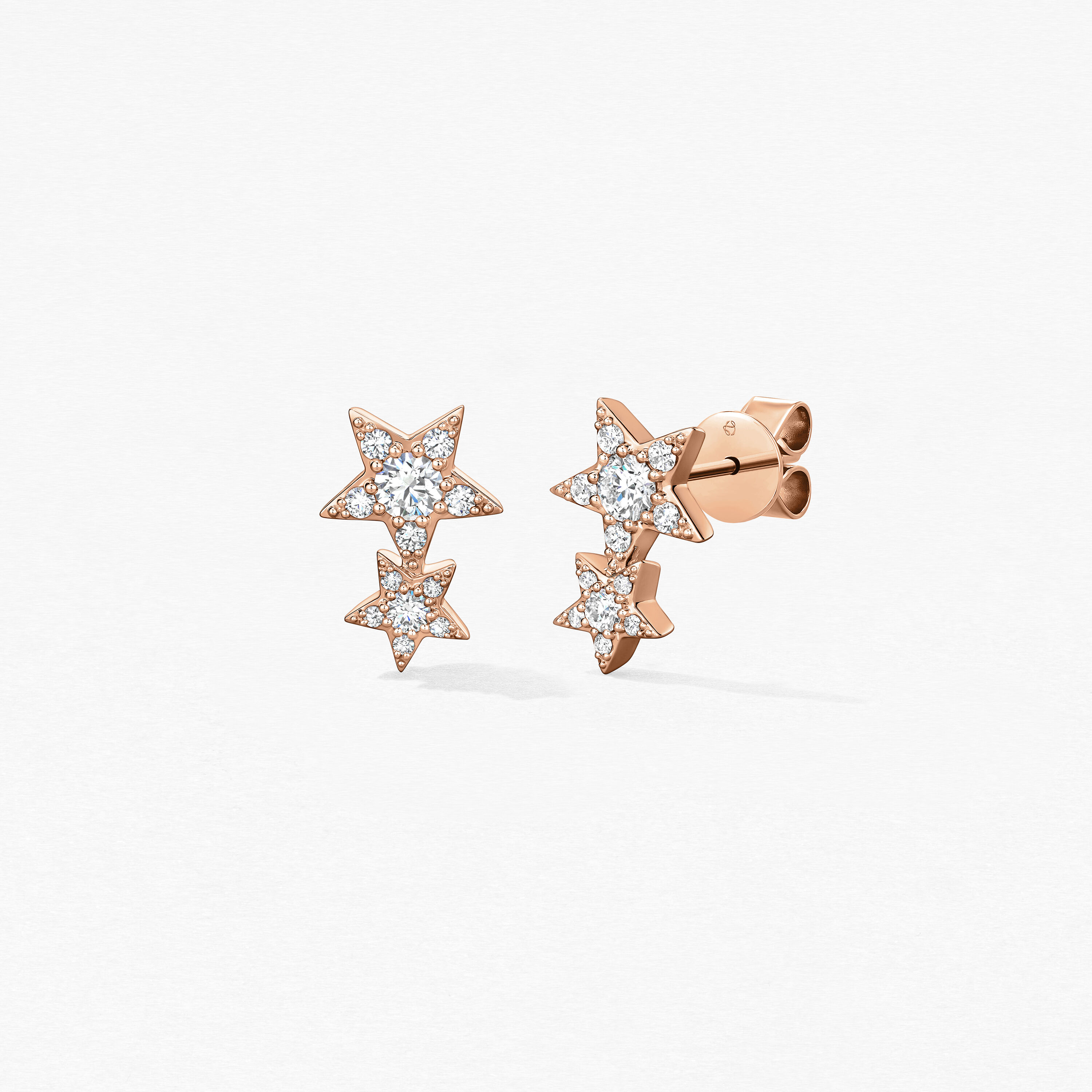 Illa Double Star Stud Earrings, 18K Rose Gold, large
