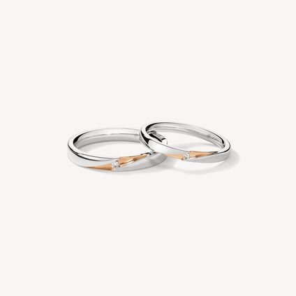 Union結婚對戒, 18K 白金和玫瑰金, large
