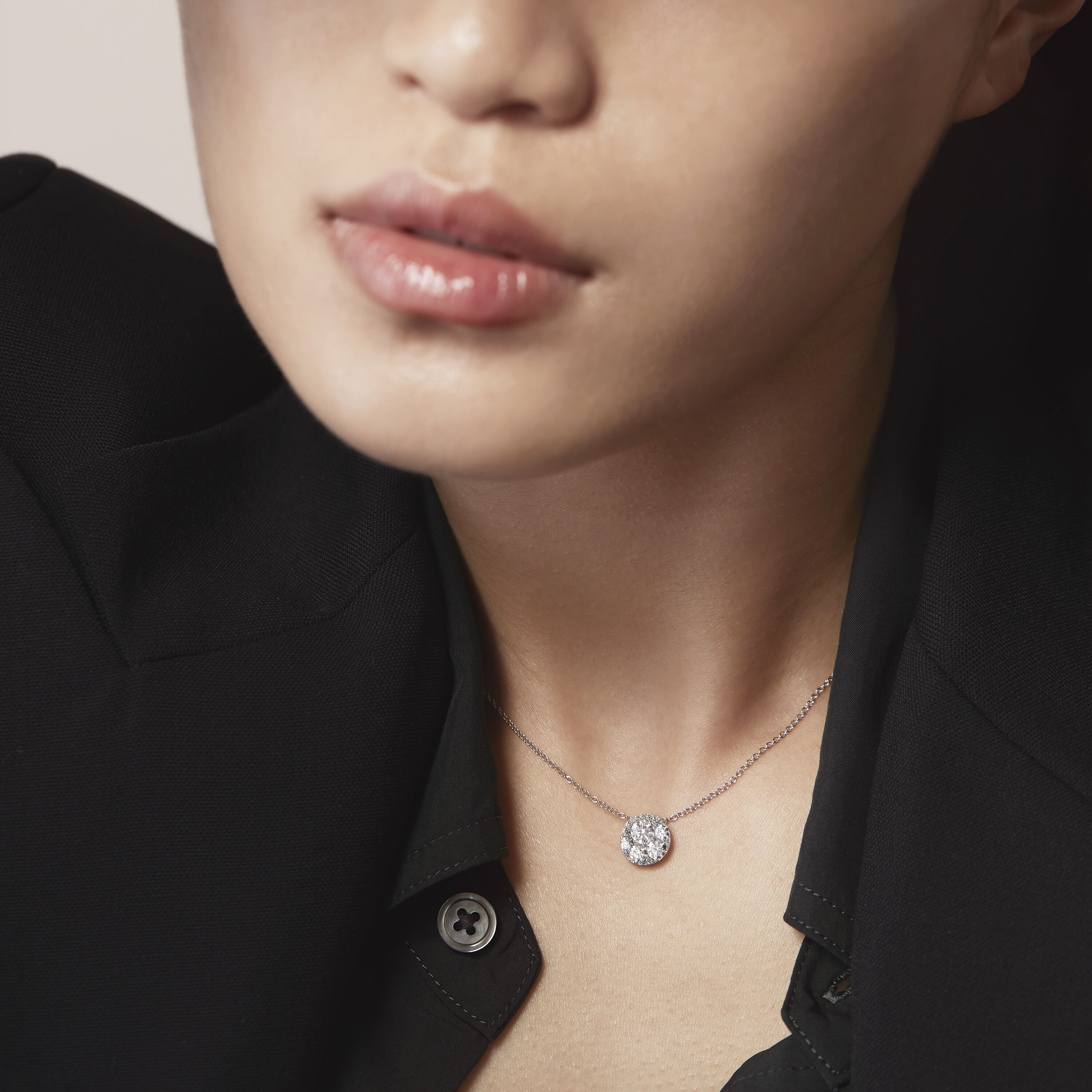 Tessa Circle 鑽石項鏈, 18K 黄金, large