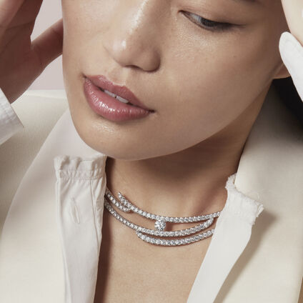 Vela 法式切割密镶鑽石項鏈​, 18K 白金, large