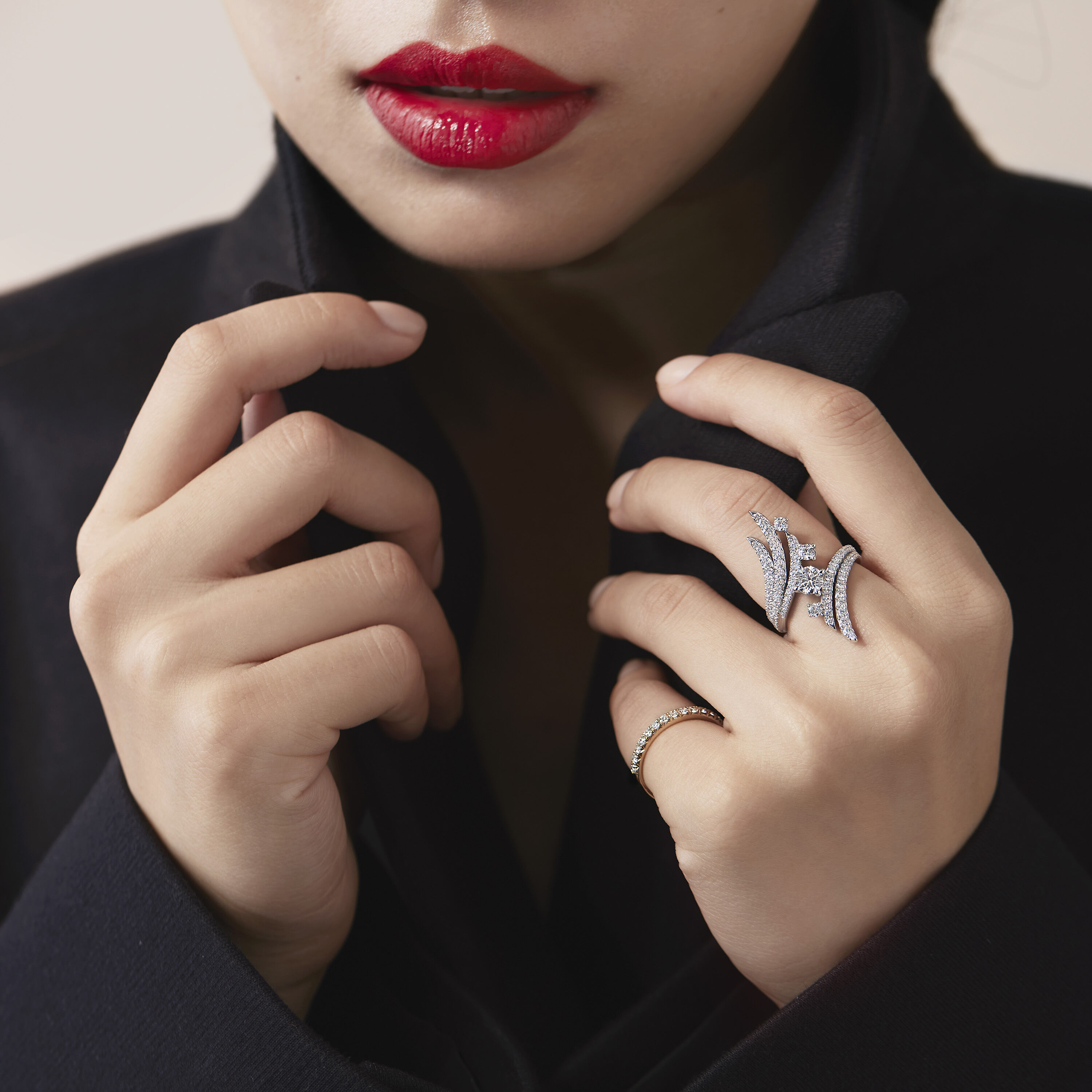 VELA Bypass Cocktail鑽石戒指, 18K 玫瑰金, large