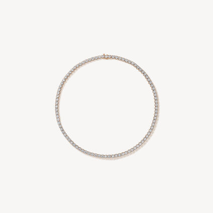 Basic 4-Prong Line Necklace, 18K Rose Gold, large