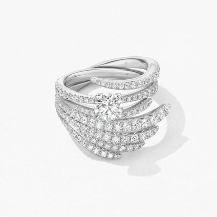 Vela Solitaire with Diamond Band 鑽石戒指　, 鉑金, large