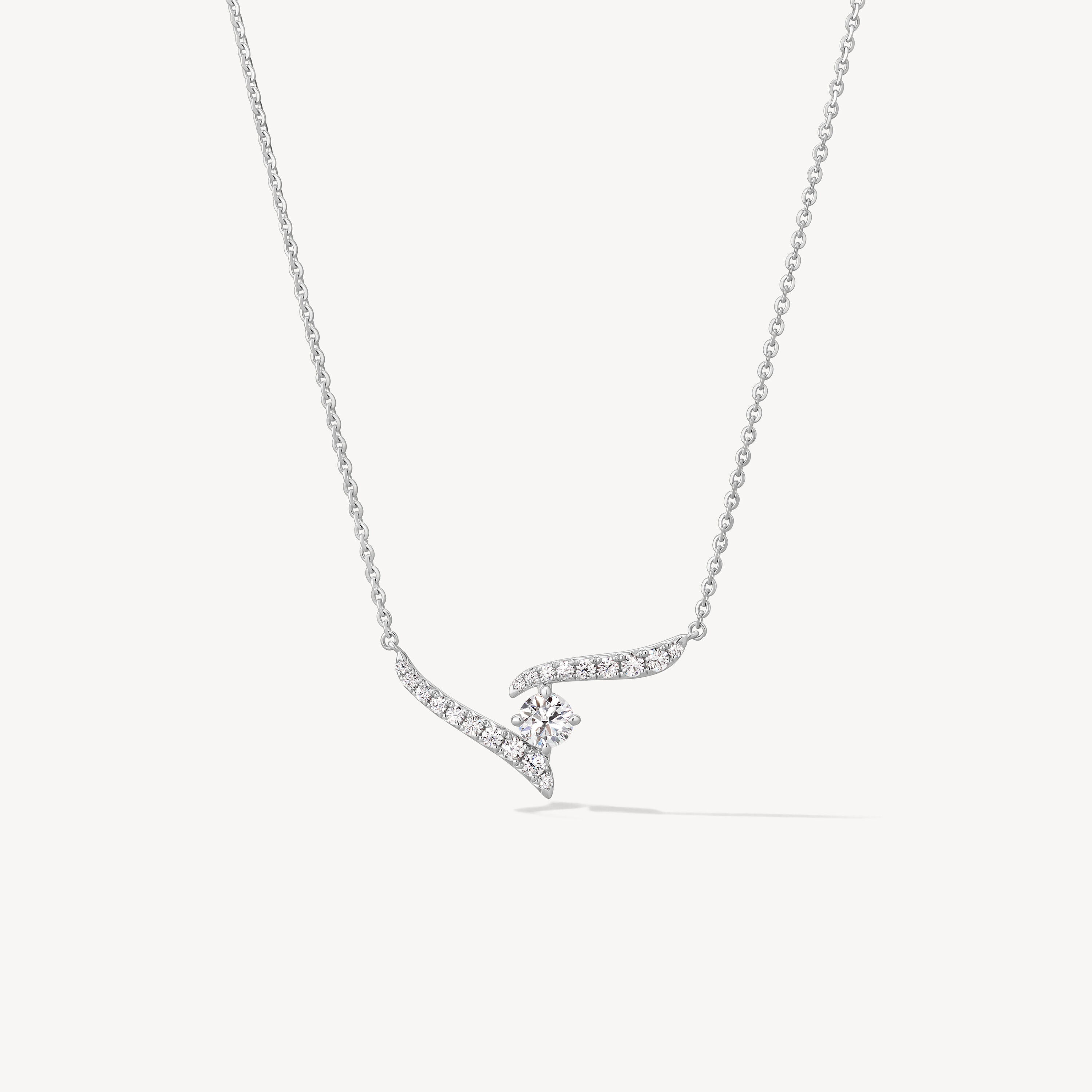 VELA Crossover Pendant Necklace, 18K White Gold, large