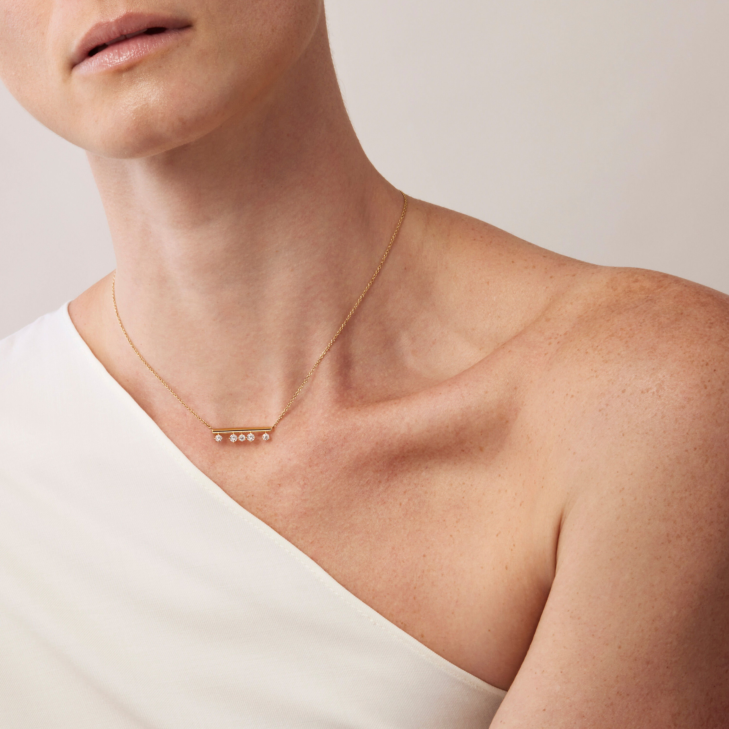BARRE Floating Diamond Pendant Necklace, 18K Rose Gold, large