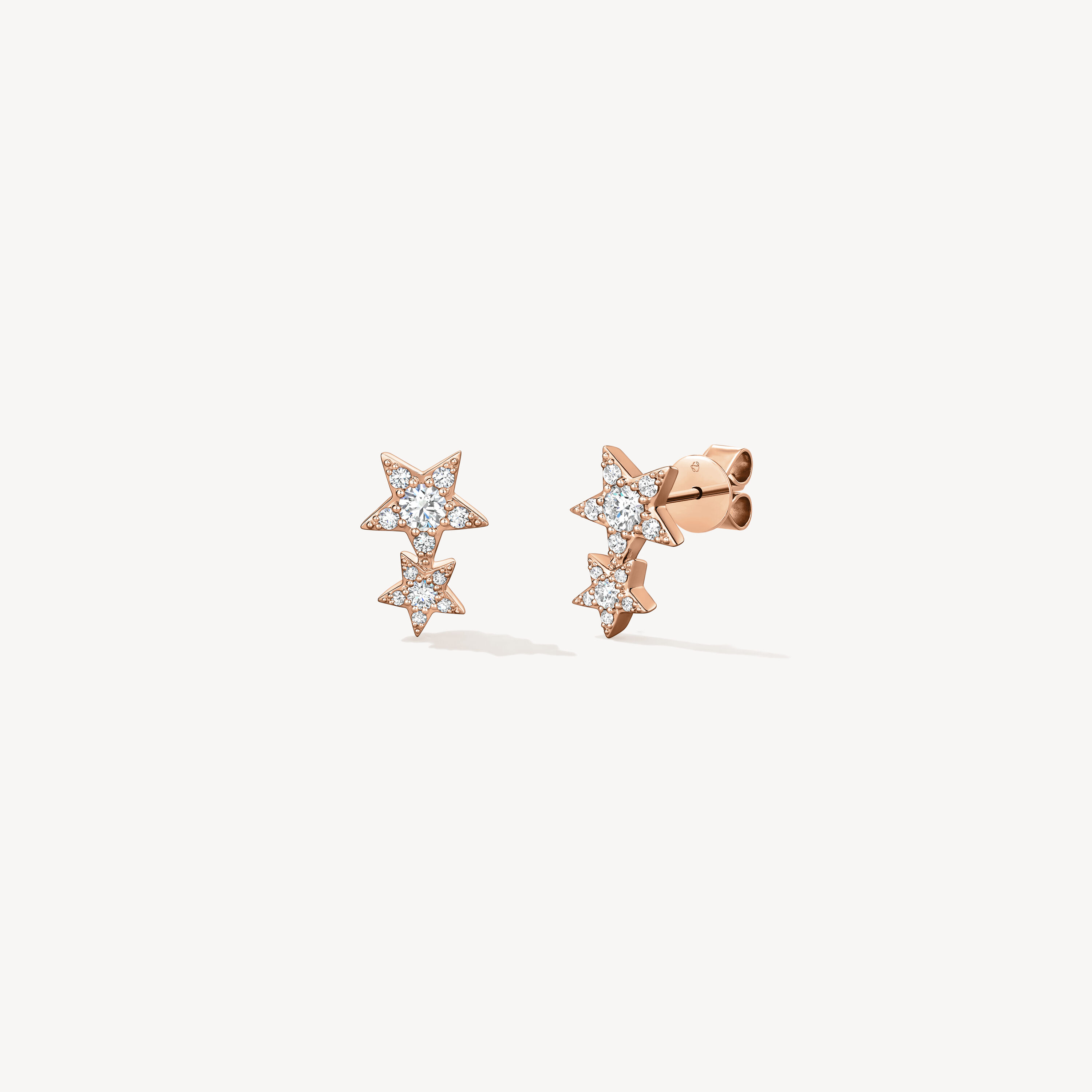 Illa Double Star 鑽石耳環, 18K 玫瑰金, large
