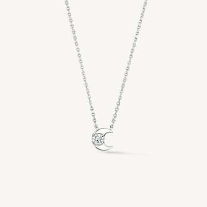 CHARMED HALF MOON 鑽石項鏈, 18K 白金, large
