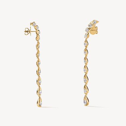 LU Droplet 垂墜式鑽石耳環, 18K 黄金, large