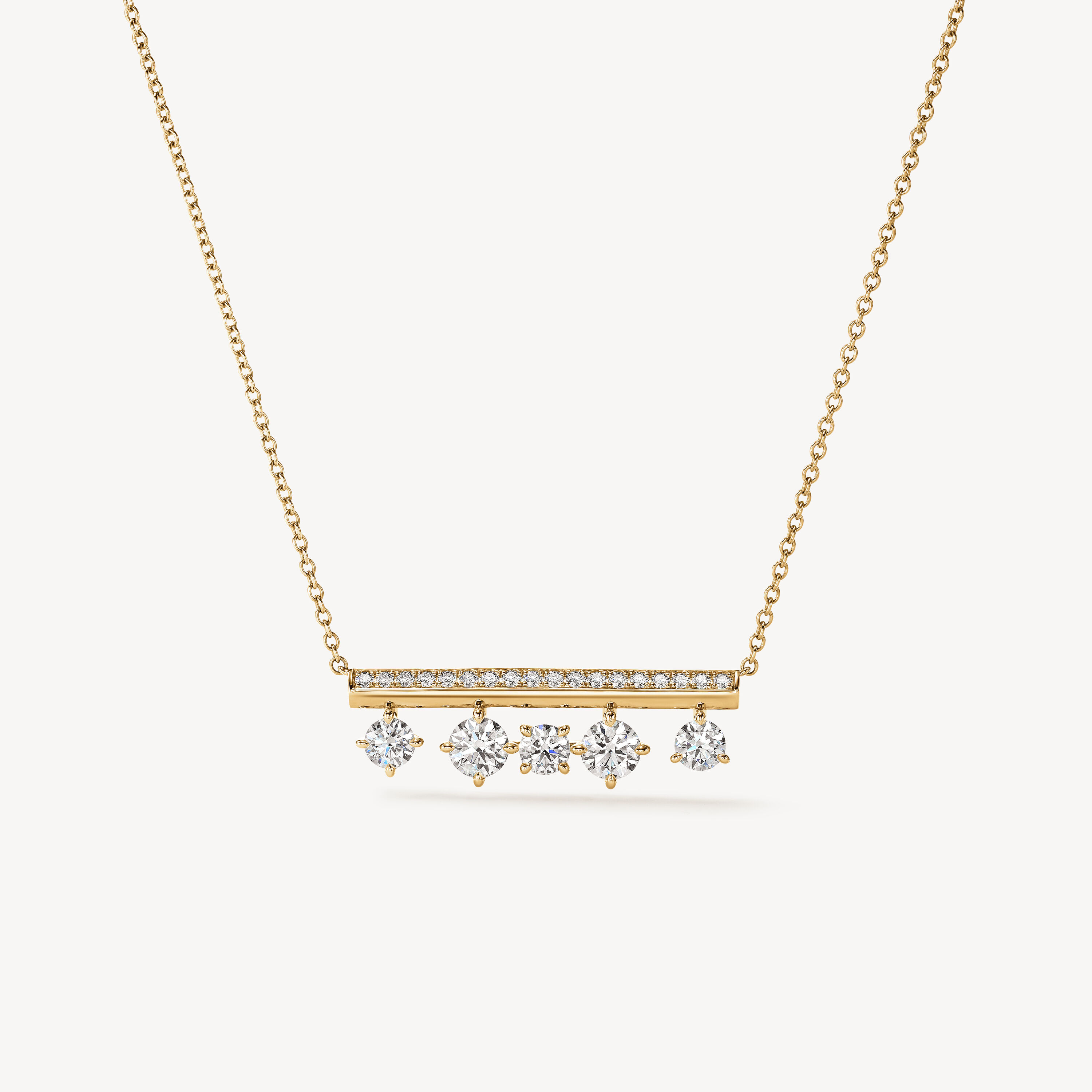 Barre Floating Diamond Pav&eacute; Pendant Necklace, 18K Yellow Gold, large