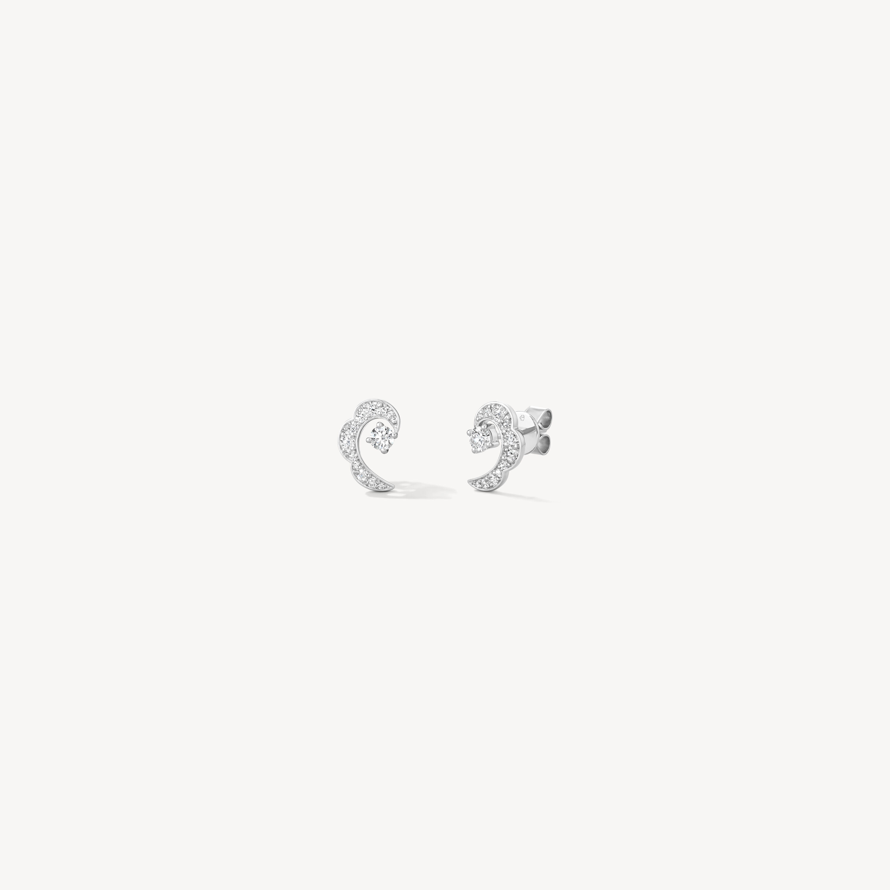 Lorelei Ribbon Studs, 18K White Gold, large