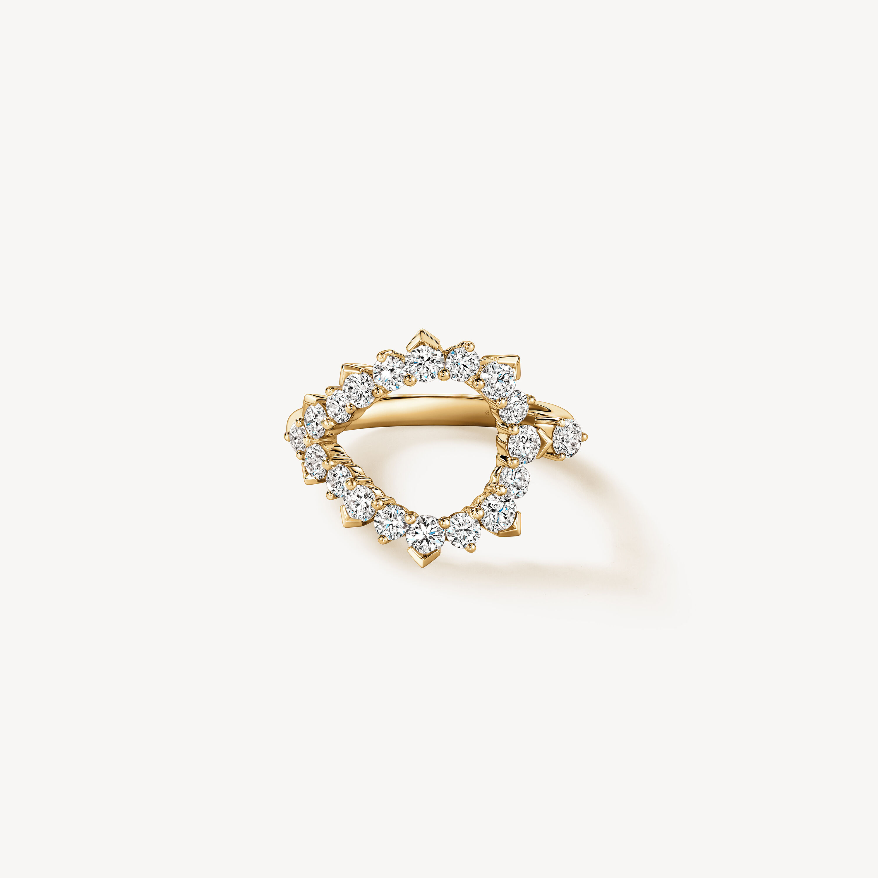 Aerial Open Sunburst Wrap 鑽石戒指, 18K 黄金, large