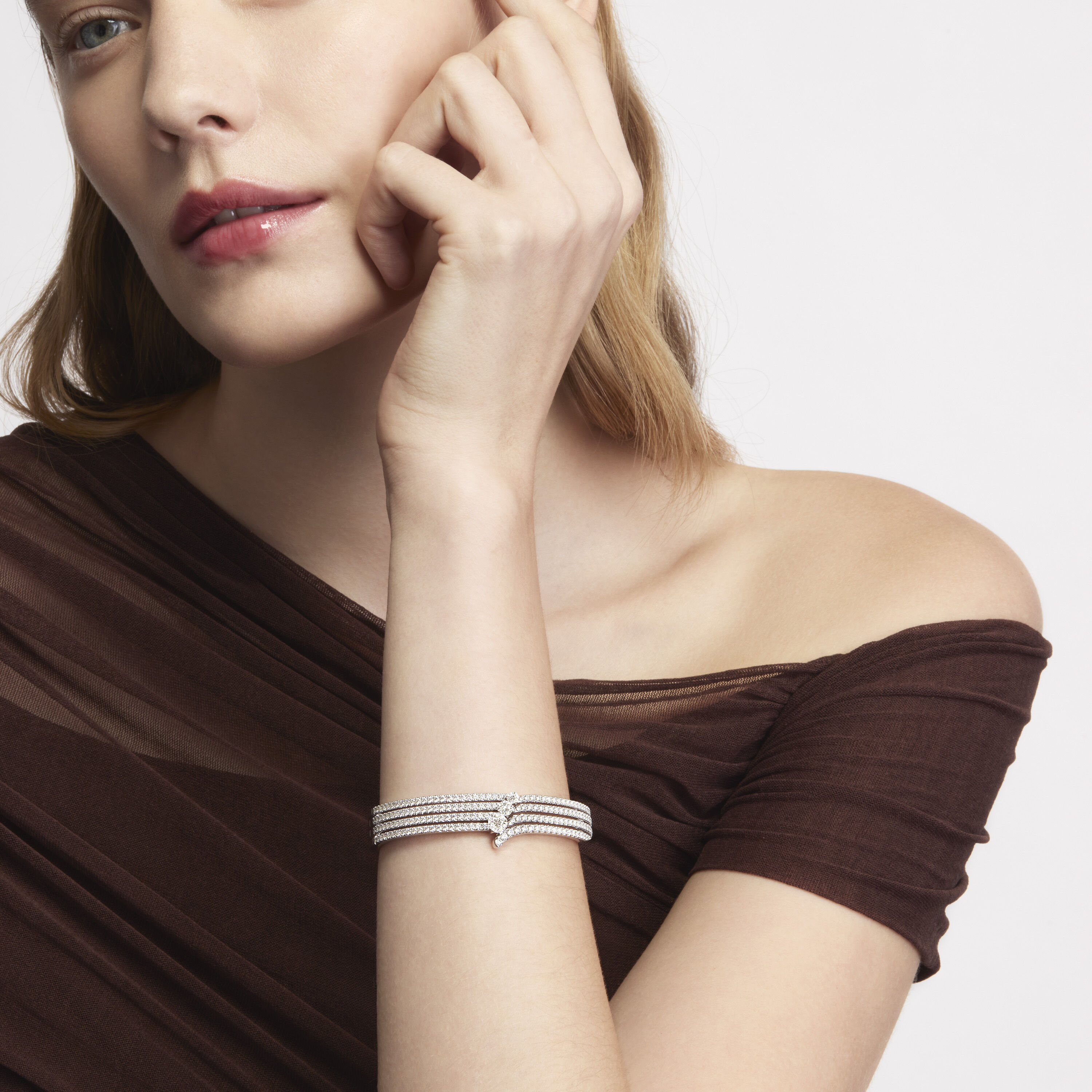 VELA 法式切割密鑲鑽石手鐲, 18K 玫瑰金, large