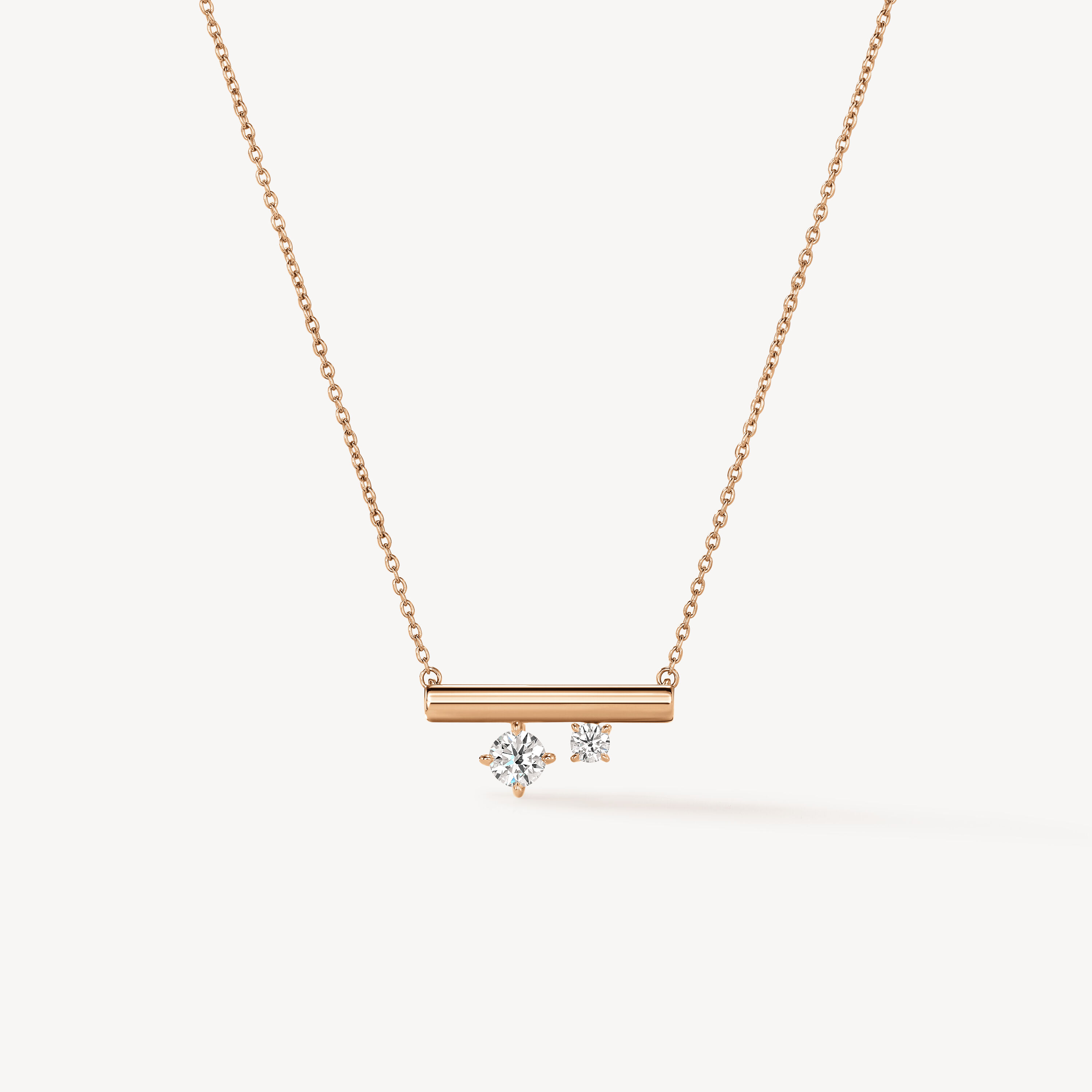 BARRE Floating 迷你鑽石項鏈, 18K 玫瑰金, large