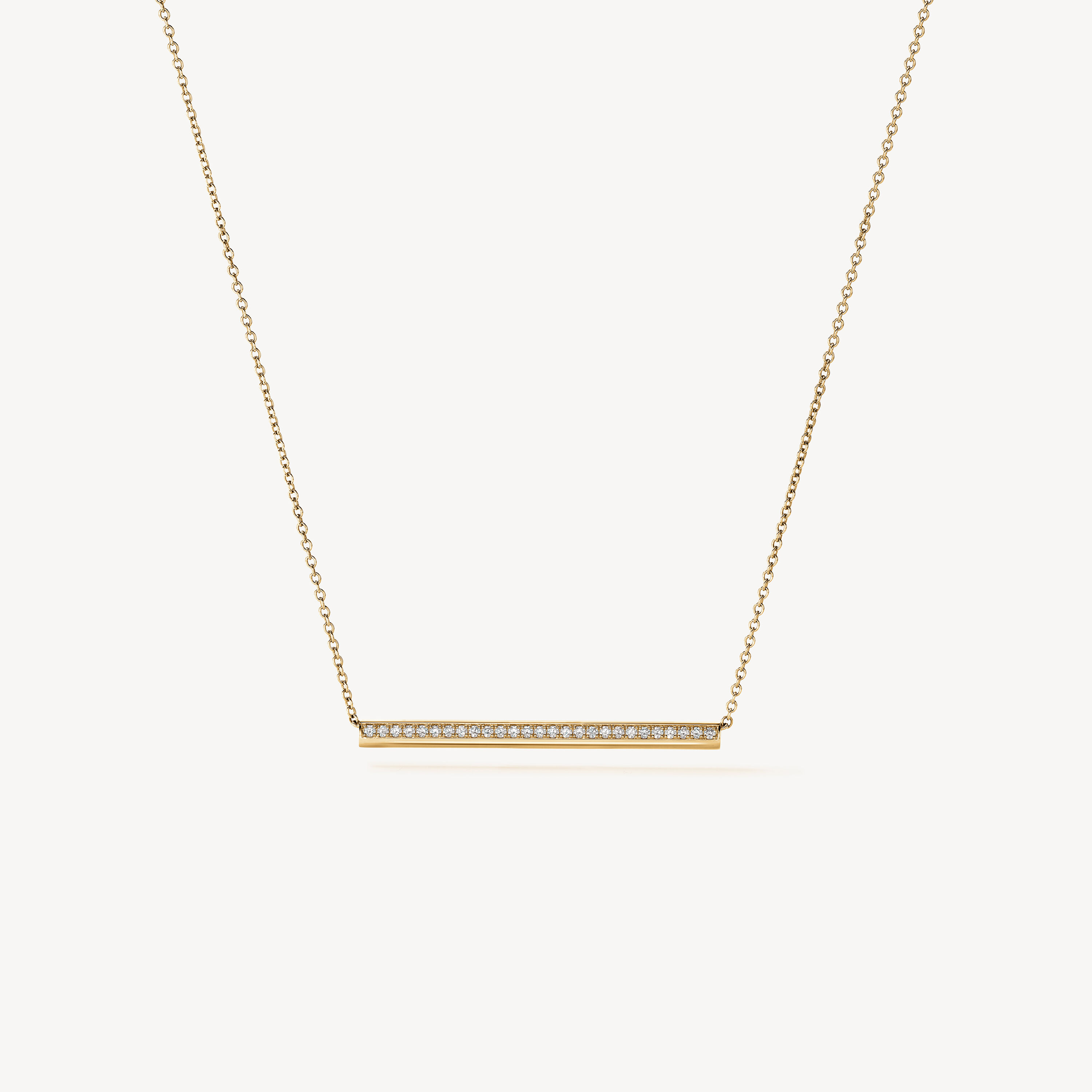 Barre Pav&eacute; Pendant Necklace, 18K Yellow Gold, large