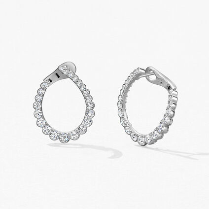 Aerial Regal Diamond Hoop Large, 18K White Gold, large