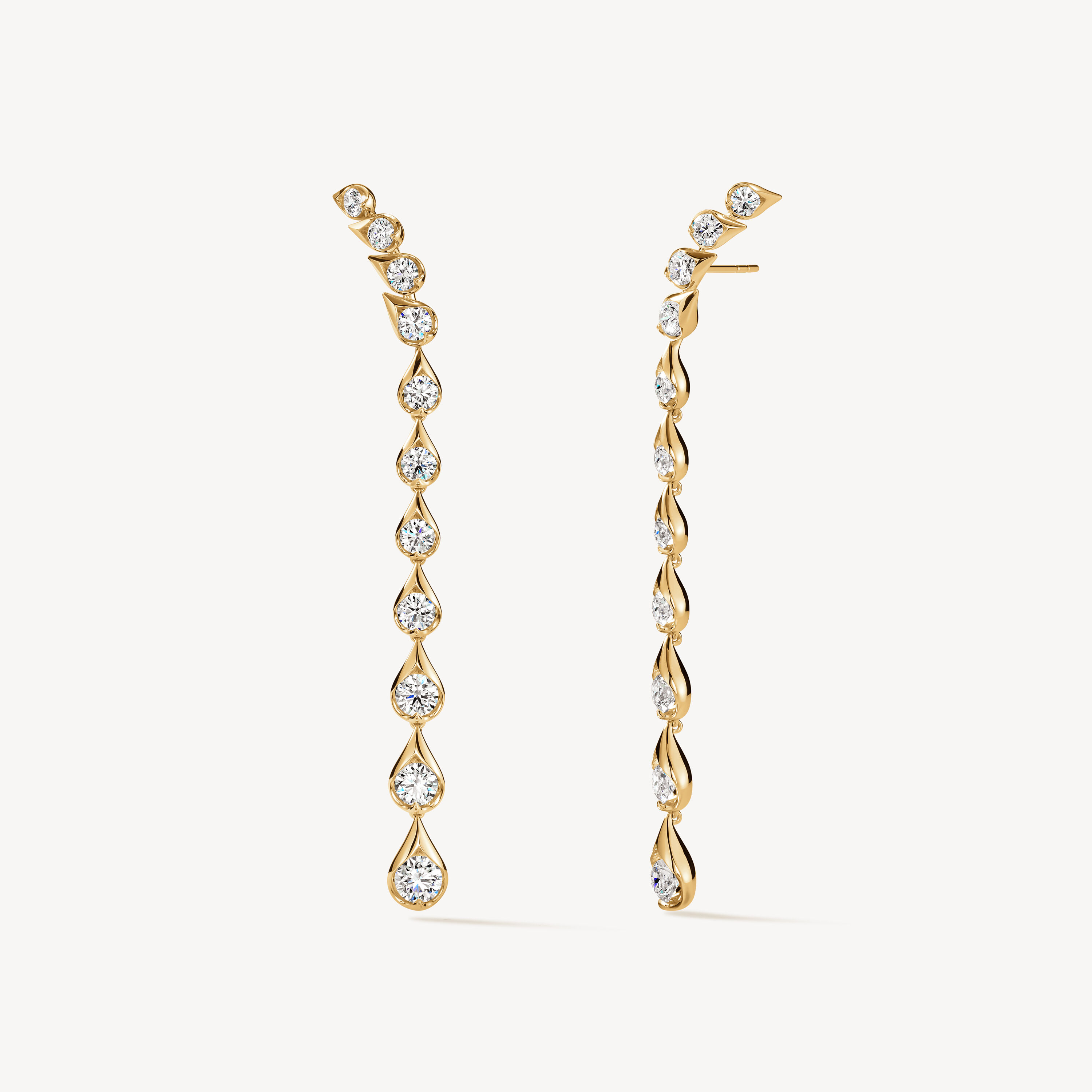 LU Droplet垂墜式鑽石耳環, 18K 黄金, large