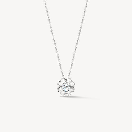 WHIMSICAL CLOVER 鑽石項鏈, 18K 白金, large