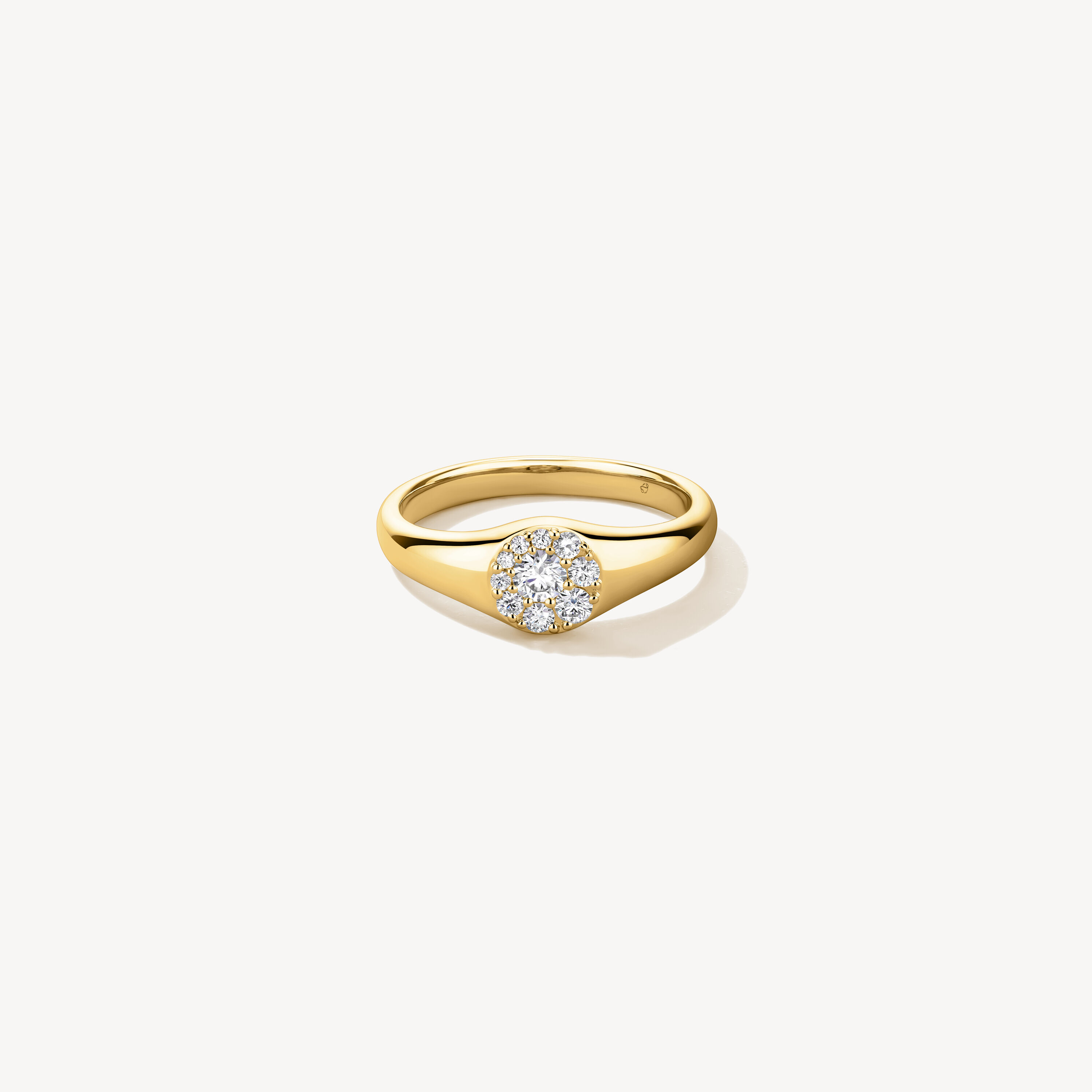 Tessa Circle  Signet 鑽石戒指, 18K 黄金, large