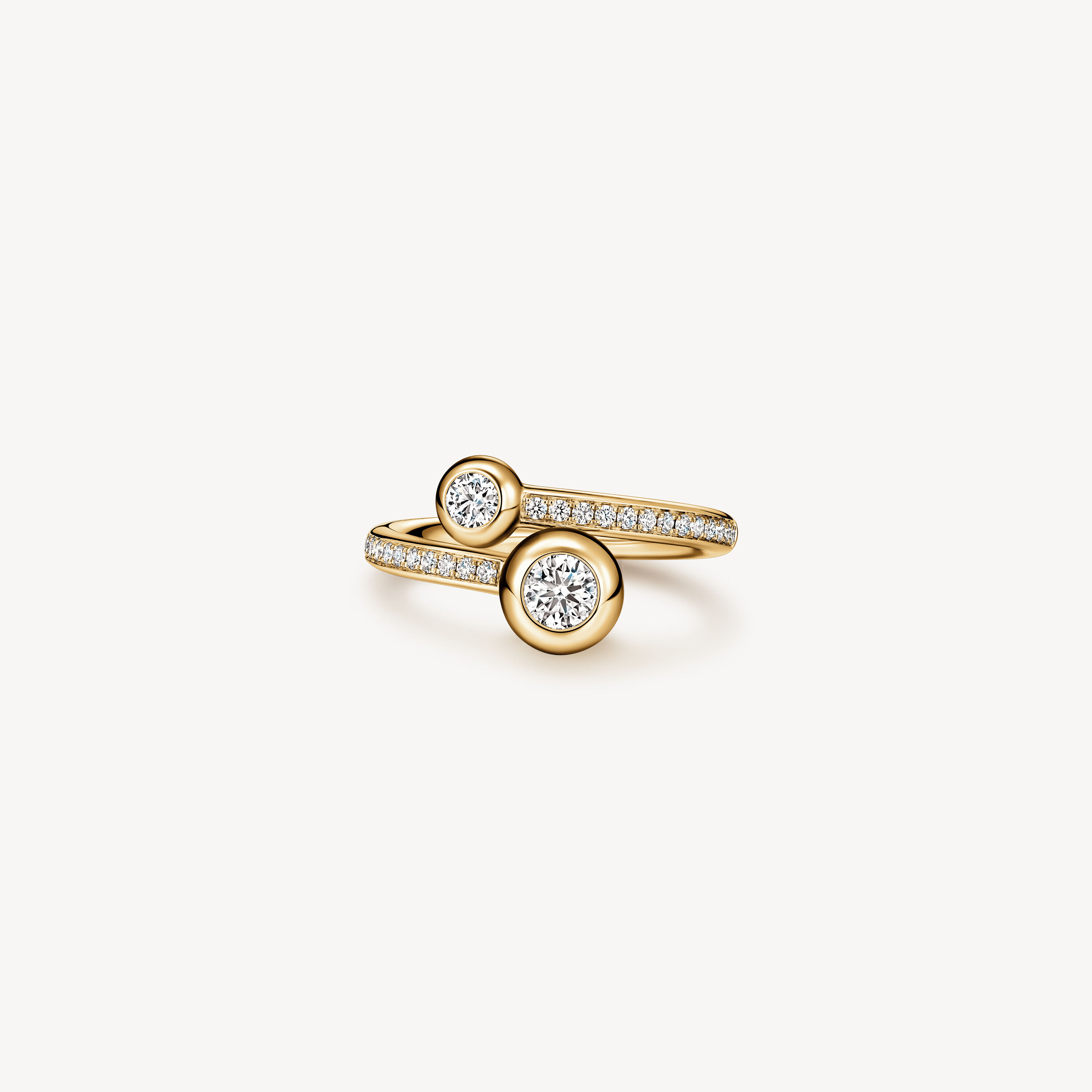 Dream Bypass Pav&eacute; Ring, 18K Yellow Gold, large