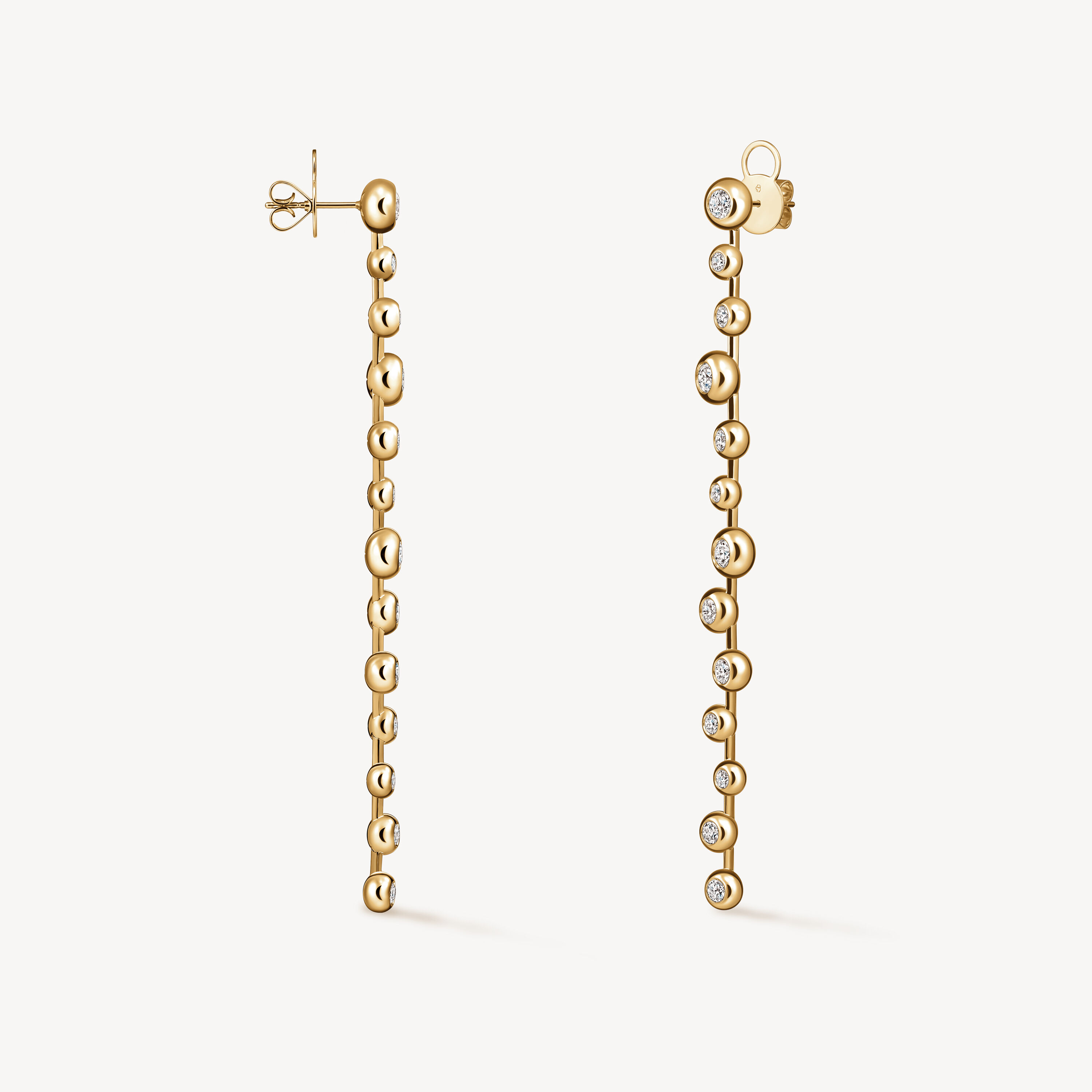 DREAM FLOATING STILETTO EARRINGS, 18K Yellow Gold, large
