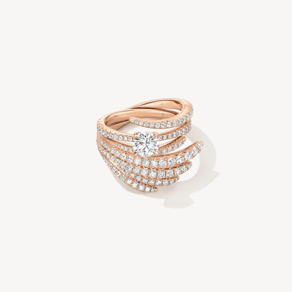 VELA Solitaire with Diamond Band 鑽石戒指　, 18K 玫瑰金, large