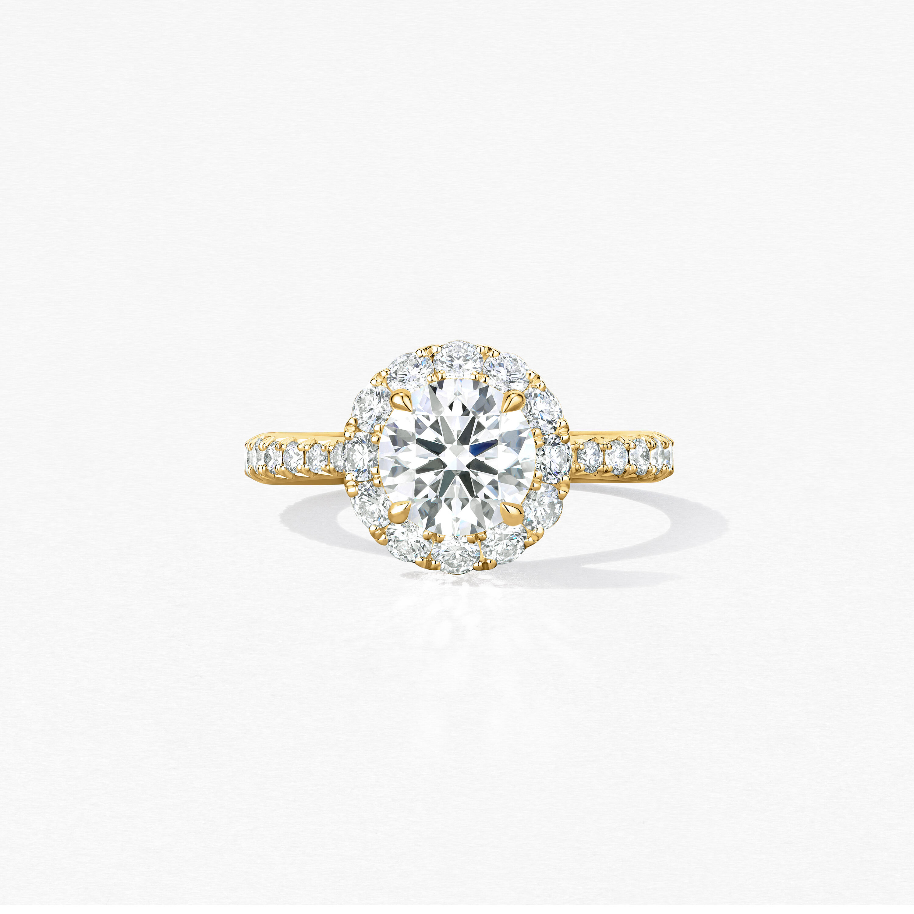 Vela Halo Ring with Diamond Band, 18K Yellow Gold, large