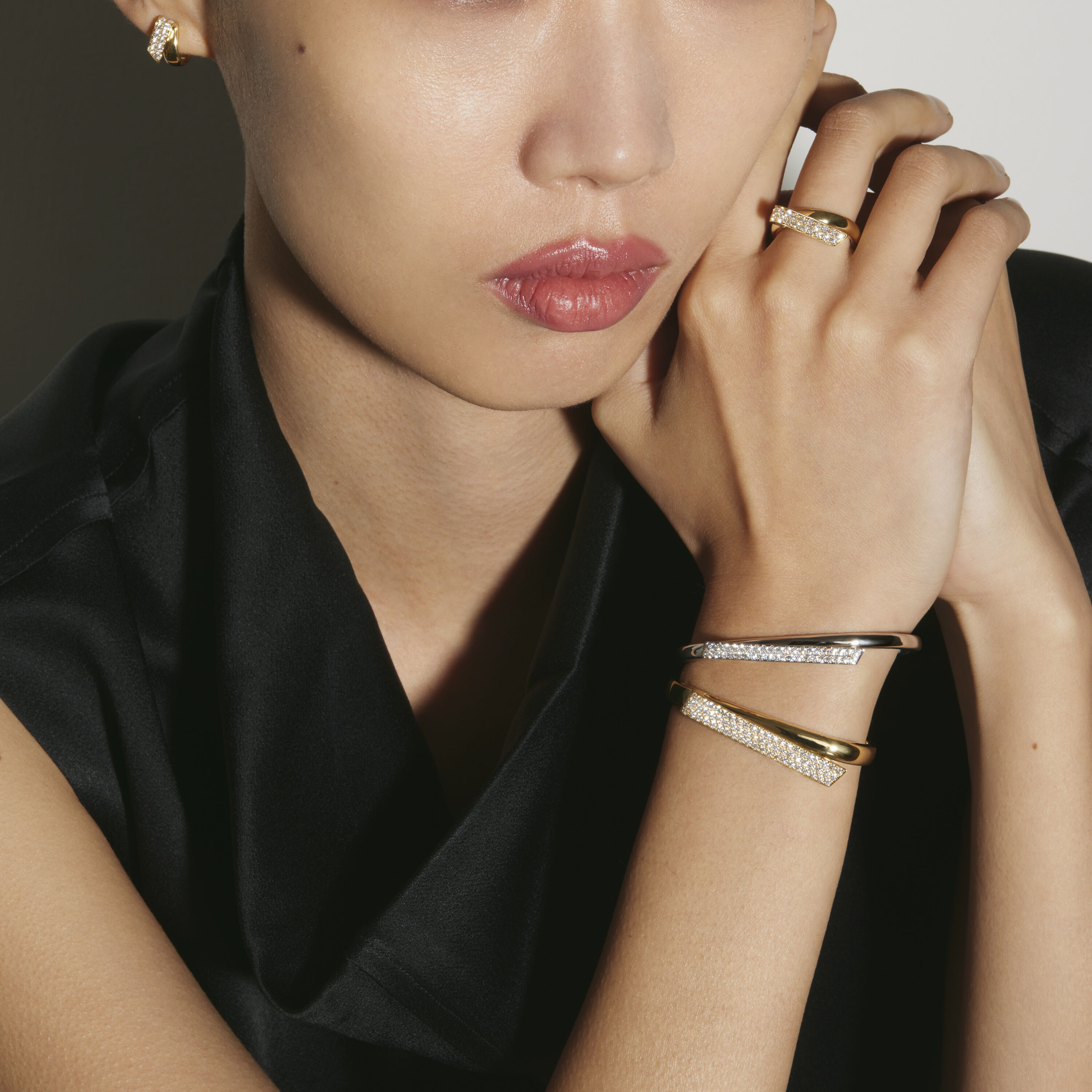 INSIDE/OUT Diamond Flip Huggies, 18K Rose Gold, large