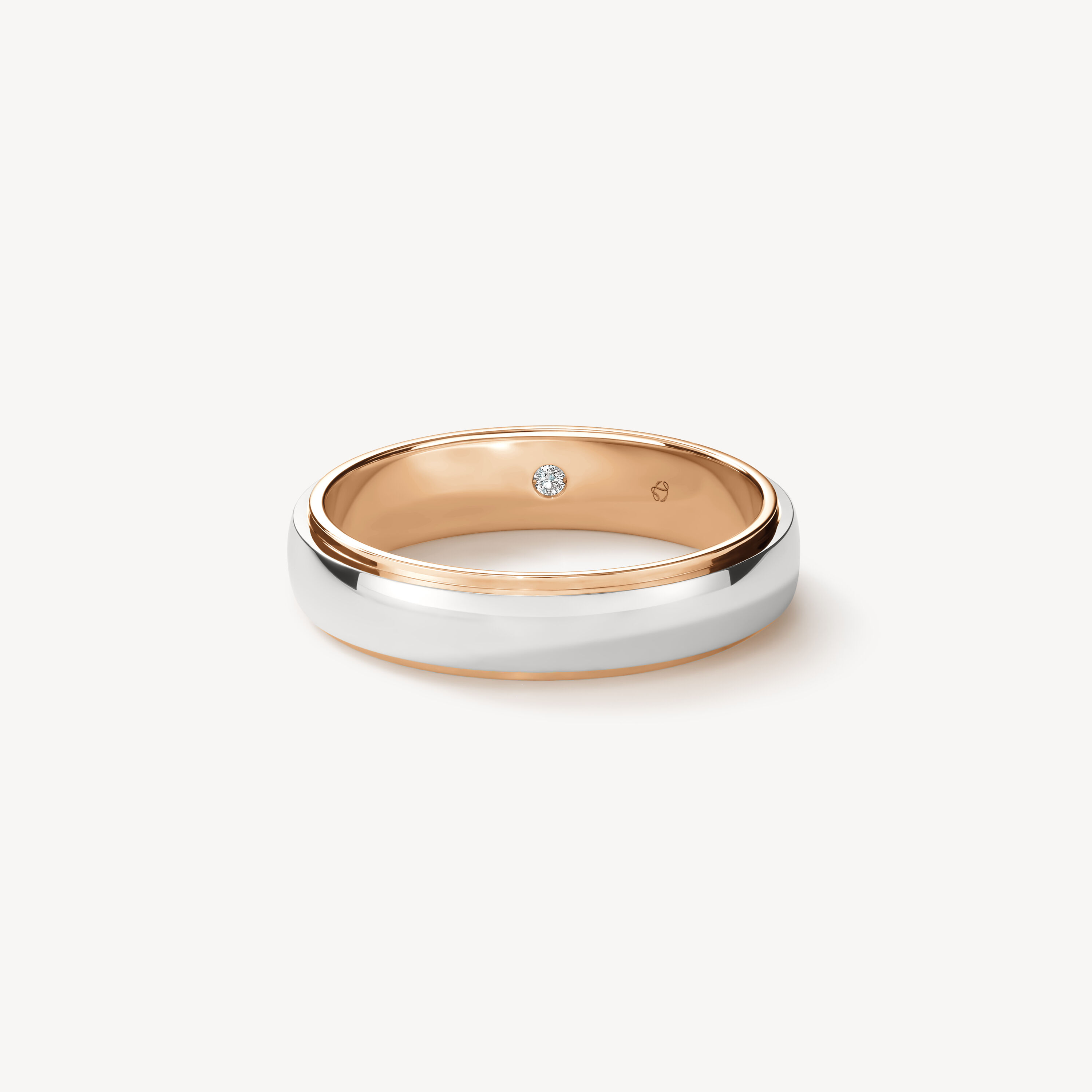 Star 結婚對戒, 鉑金和18K 玫瑰金, large