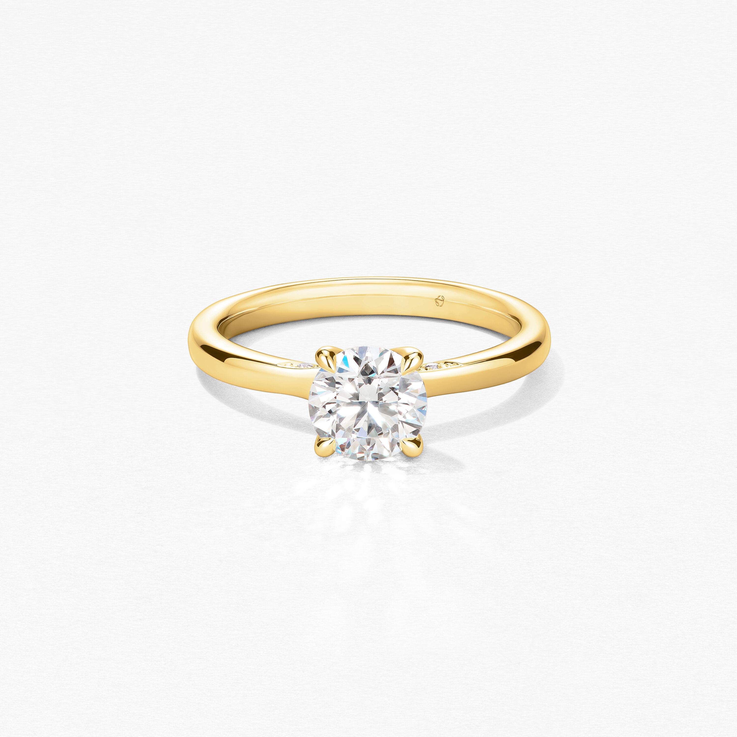 Vela Solitaire Ring with Diamond Gallery, 18K Yellow Gold, large