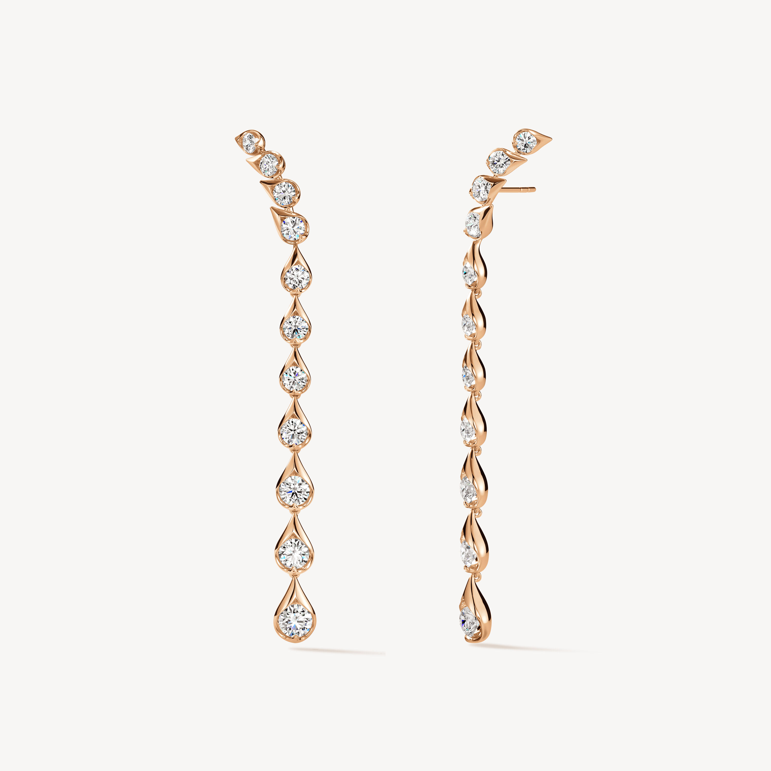 LU Droplet垂墜式鑽石耳環, 18K 玫瑰金, large
