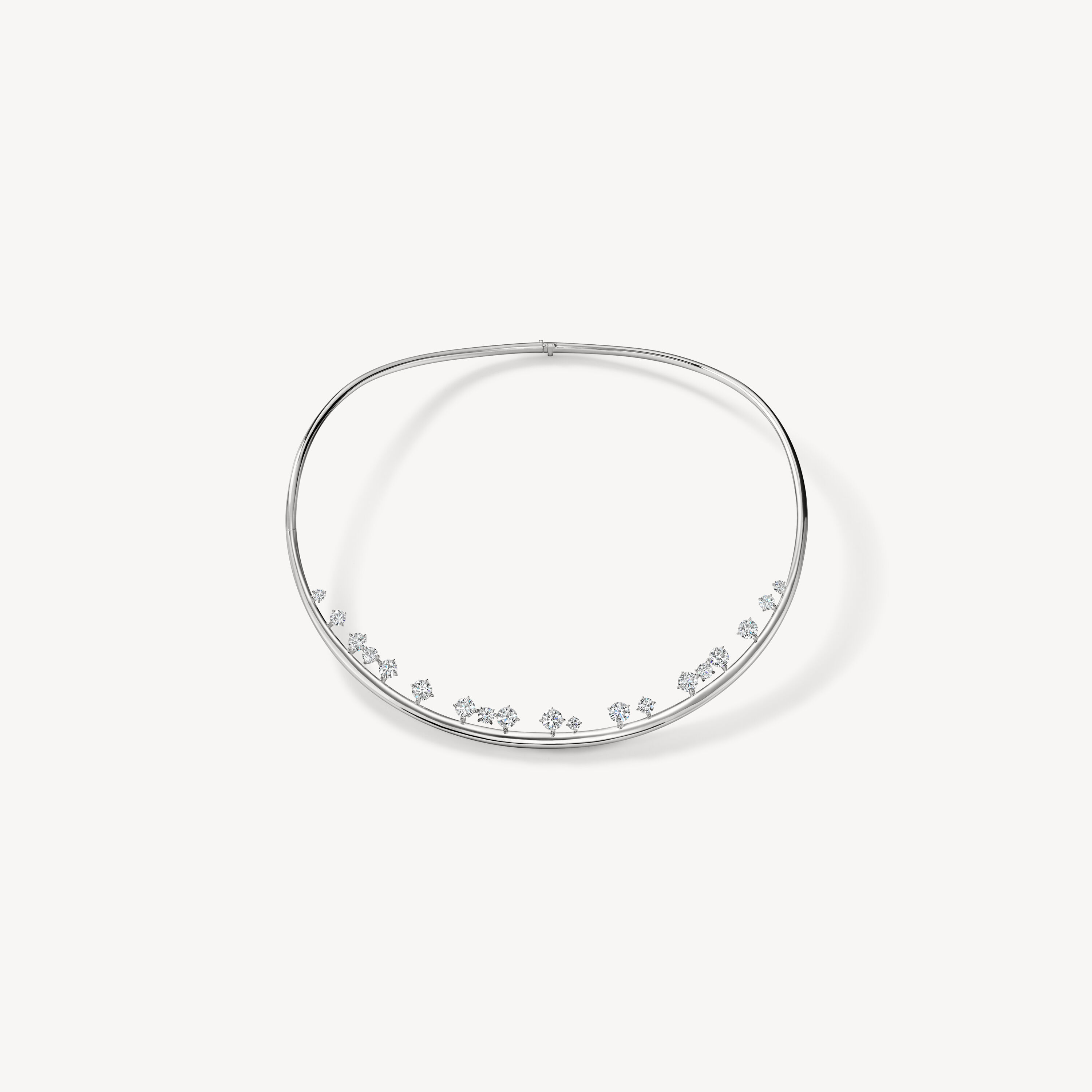 BARRE Floating鑽石短項鏈, 18K 白金, large