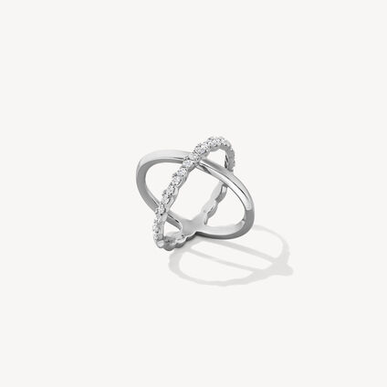 Lorelei Criss Cross 鑽石戒指, 18K 白金, large