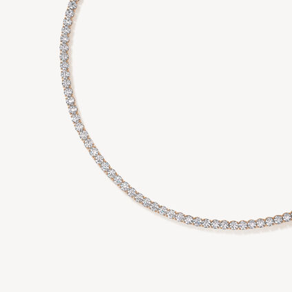 Basic 4-Prong Line Necklace, 18K Rose Gold, large