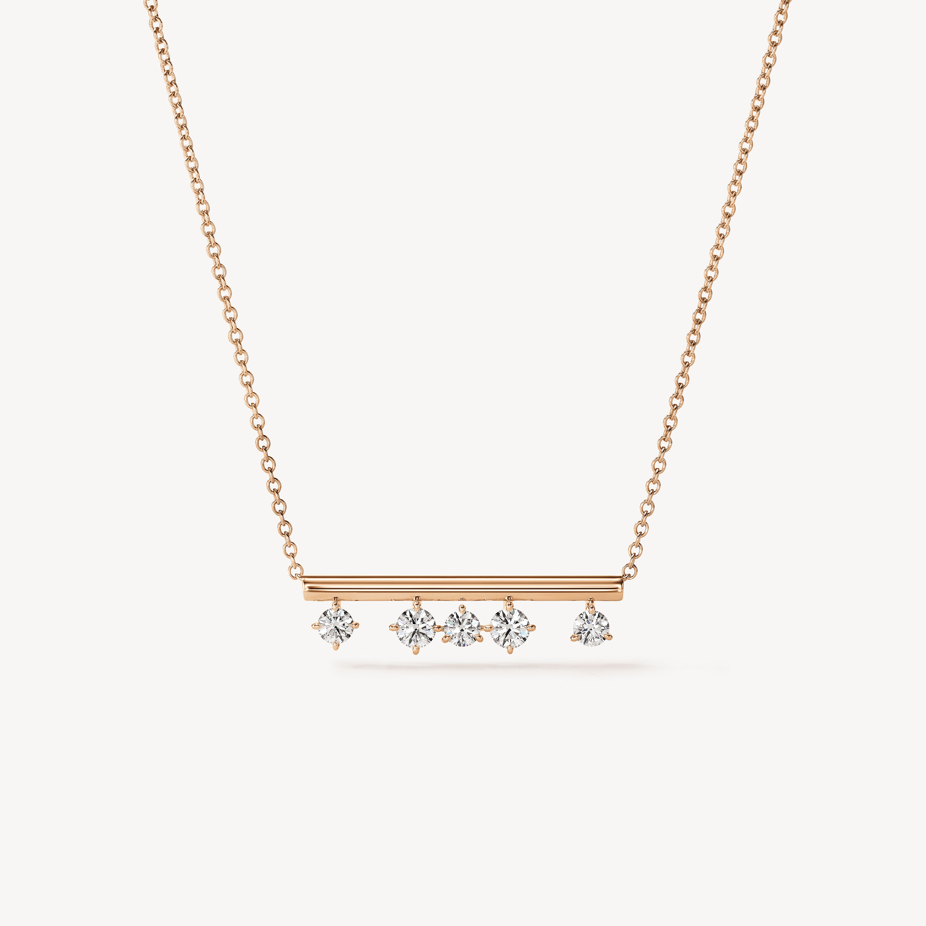 Barre Floating Diamond Pendant Necklace, 18K Rose Gold, large