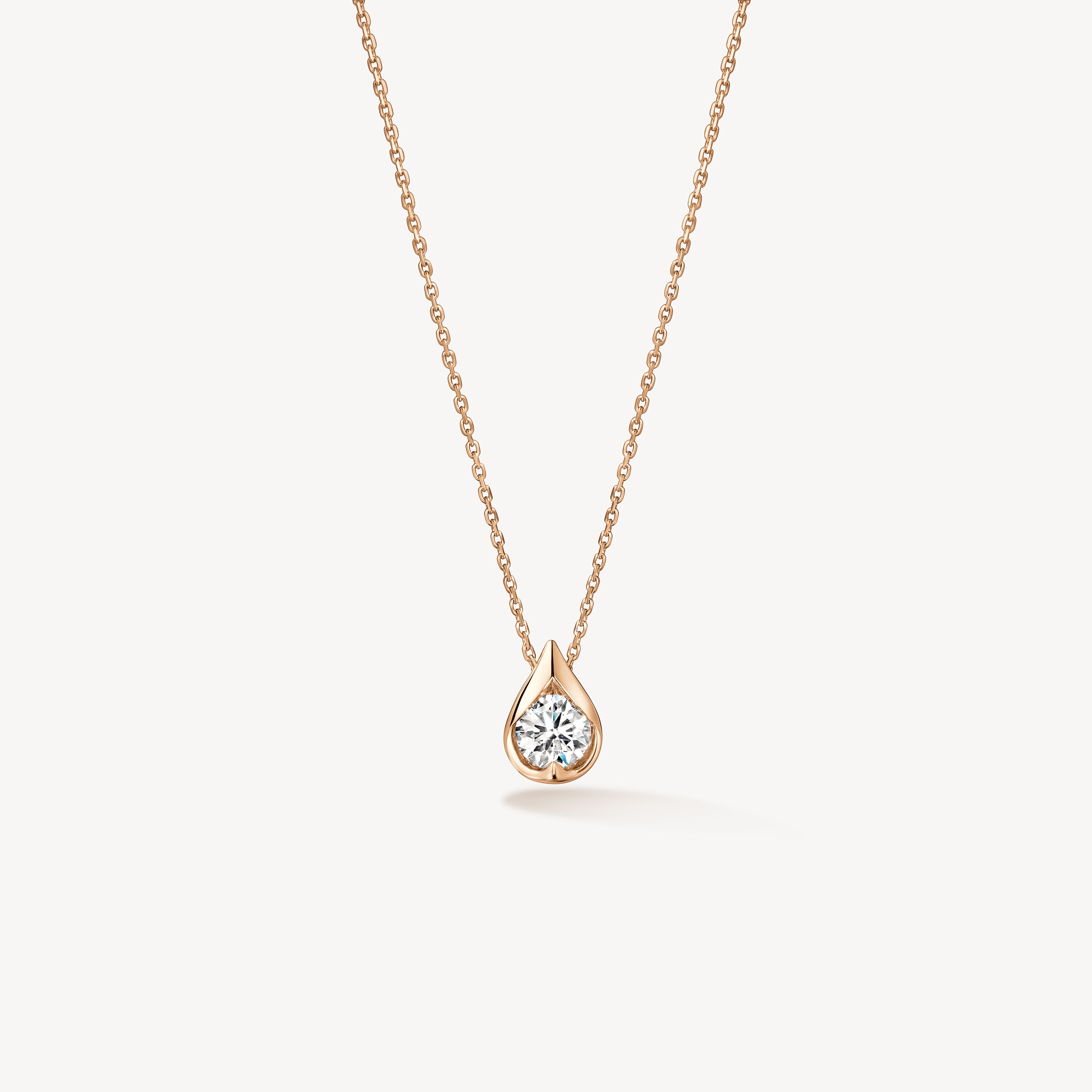 LU Single Diamond Pendant Necklace, 18K Rose Gold, large