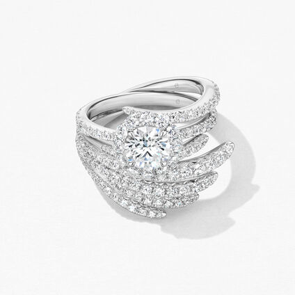 Vela Halo with Diamond Band 鑽石戒指　　, 鉑金, large