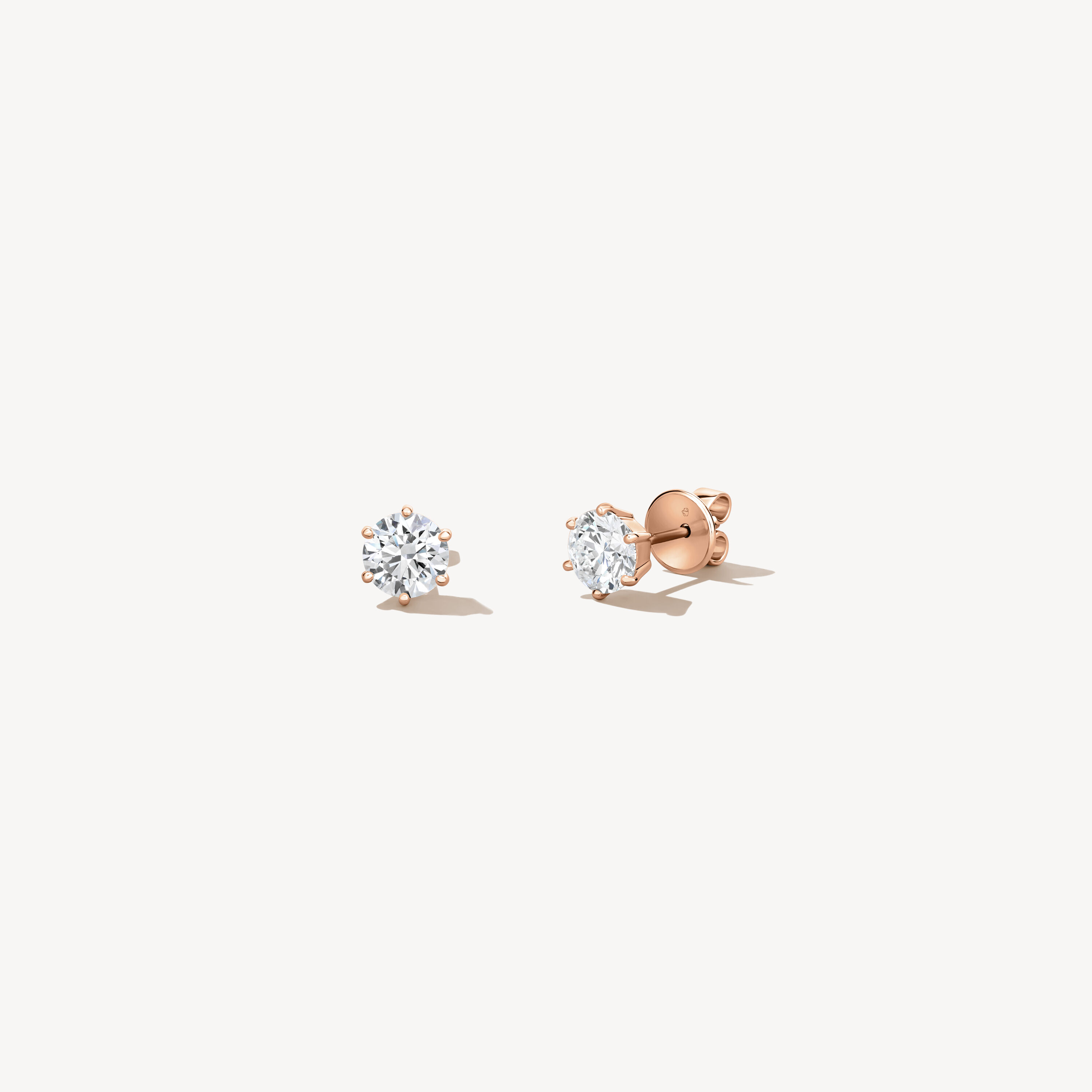 Basic 6-Prong Solitaire Earrings, 18K Rose Gold, large