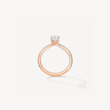VELA Solitaire with Diamond Band 鑽石戒指　, 18K 玫瑰金, large