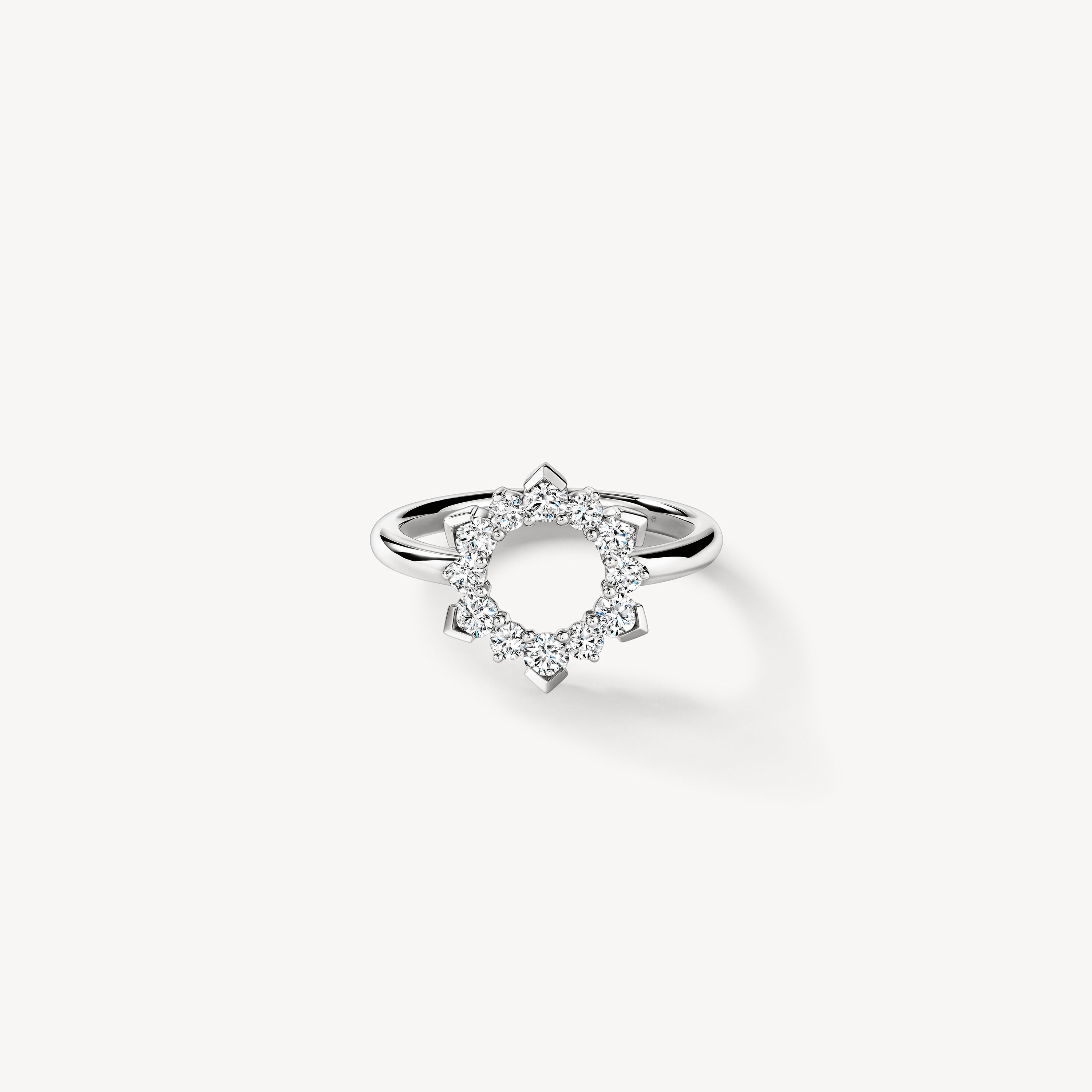 Aerial Open Sunburst Ring, 18K White Gold, large