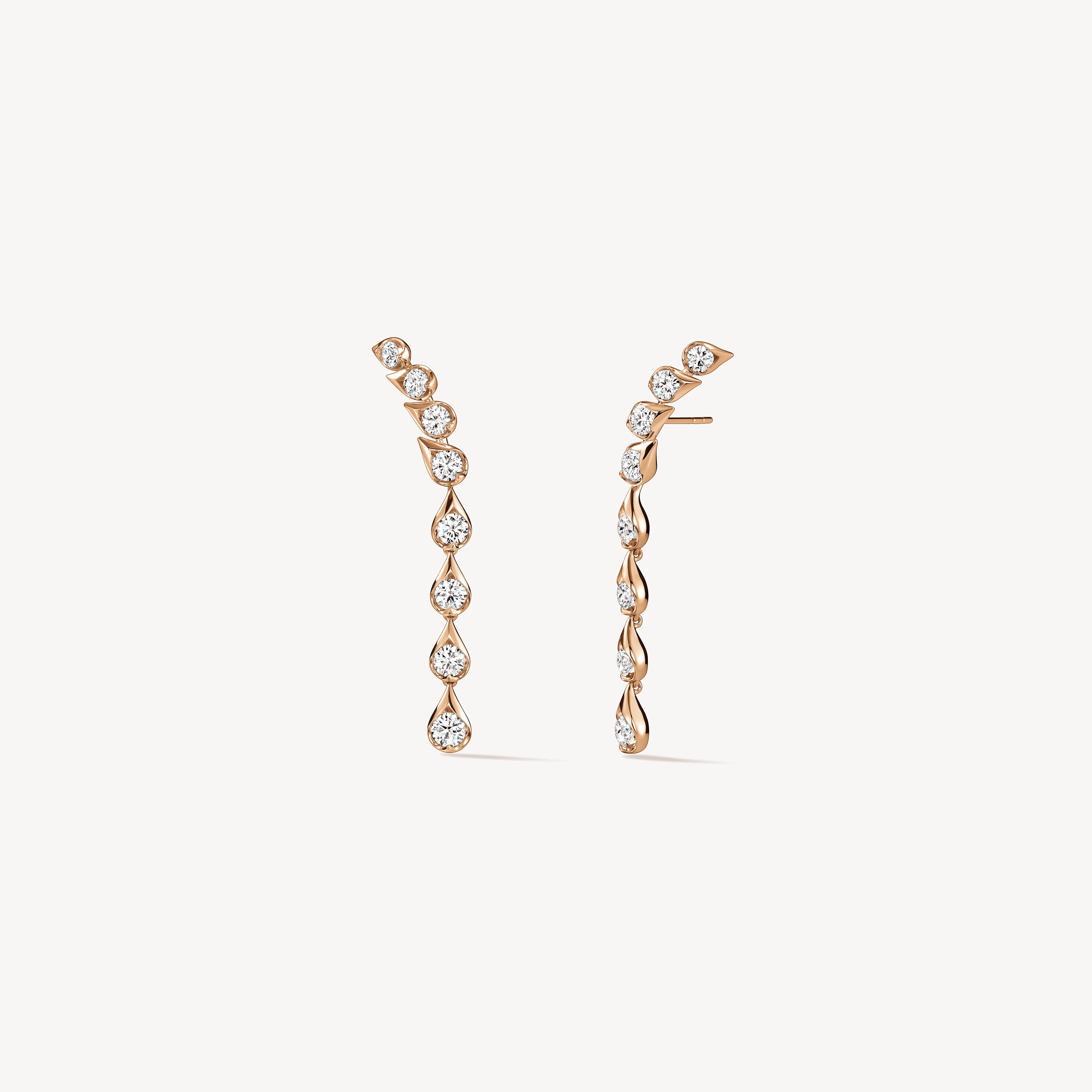 LU Droplet 垂墜式鑽石耳環 （小）, 18K 玫瑰金, large
