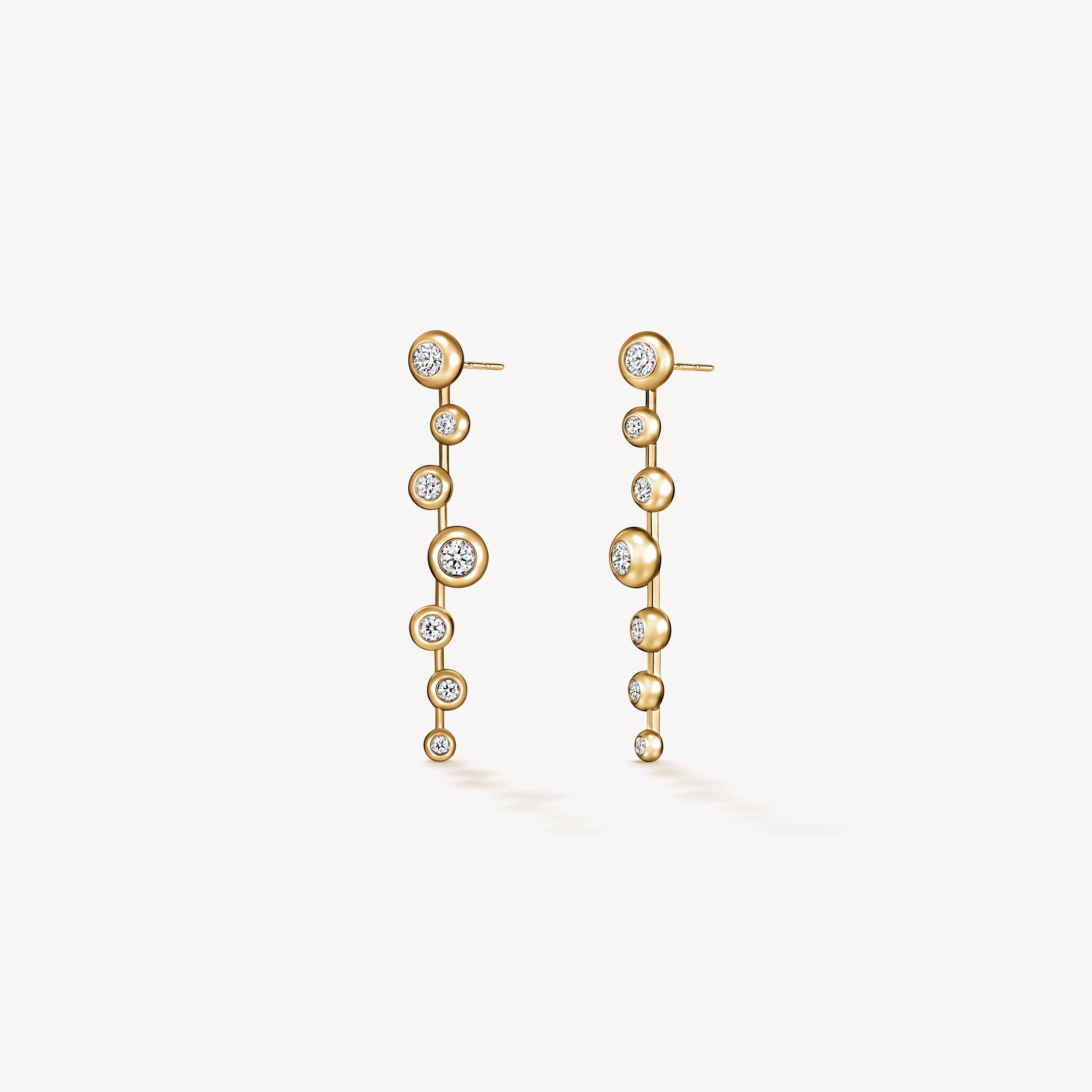 DREAM FLOATING STILETTO EARRINGS, 18K Yellow Gold, large