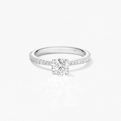 Vela Solitaire with Diamond Band 鑽石戒指　, 鉑金, large