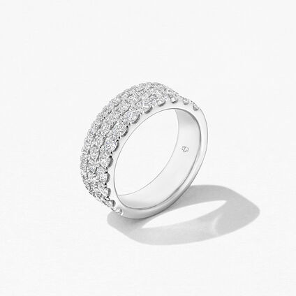 Grace Triple Row Ring, 18K White Gold, large