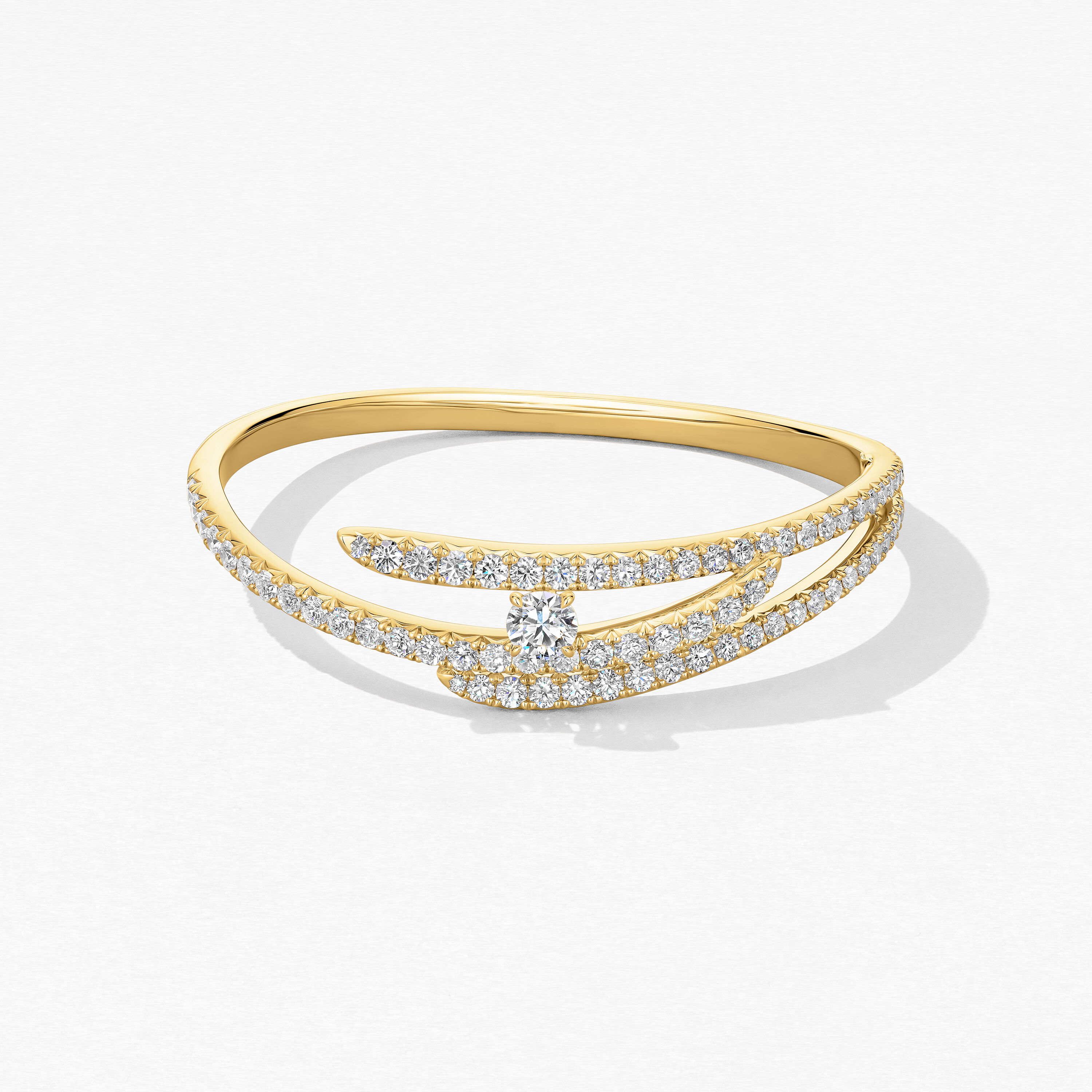 Vela Triple Row Pav&eacute; Bangle, 18K Yellow Gold, large