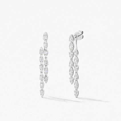 Aerial Double Dewdrop Stiletto 鑽石耳環, , large