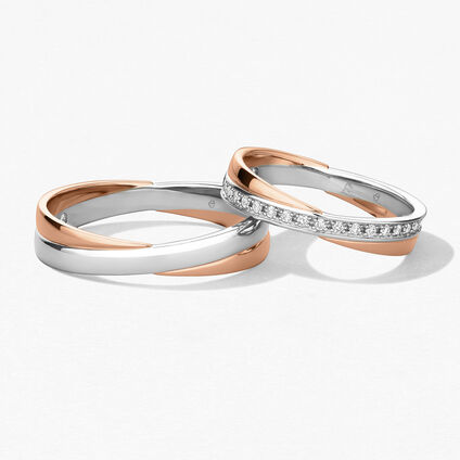 Embrace 結婚對戒, 鉑金和18K 玫瑰金, large