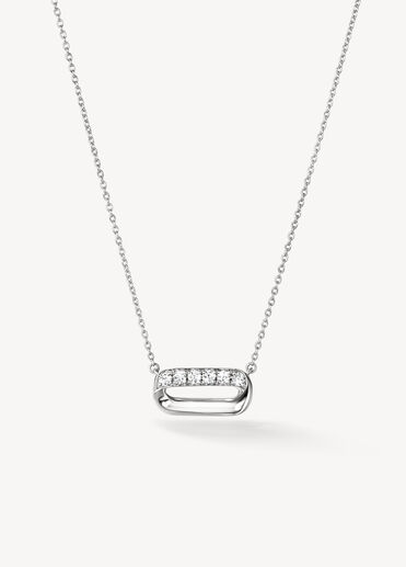 INSIDE/OUT Diamond Mini Link Pendant Necklace, 18K White Gold INSIDE/OUT Diamond Mini Link Pendant Necklace, 18K White Gold, large