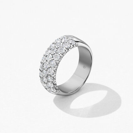 Truly Triple Row Right Hand Ring, 18K White Gold, large